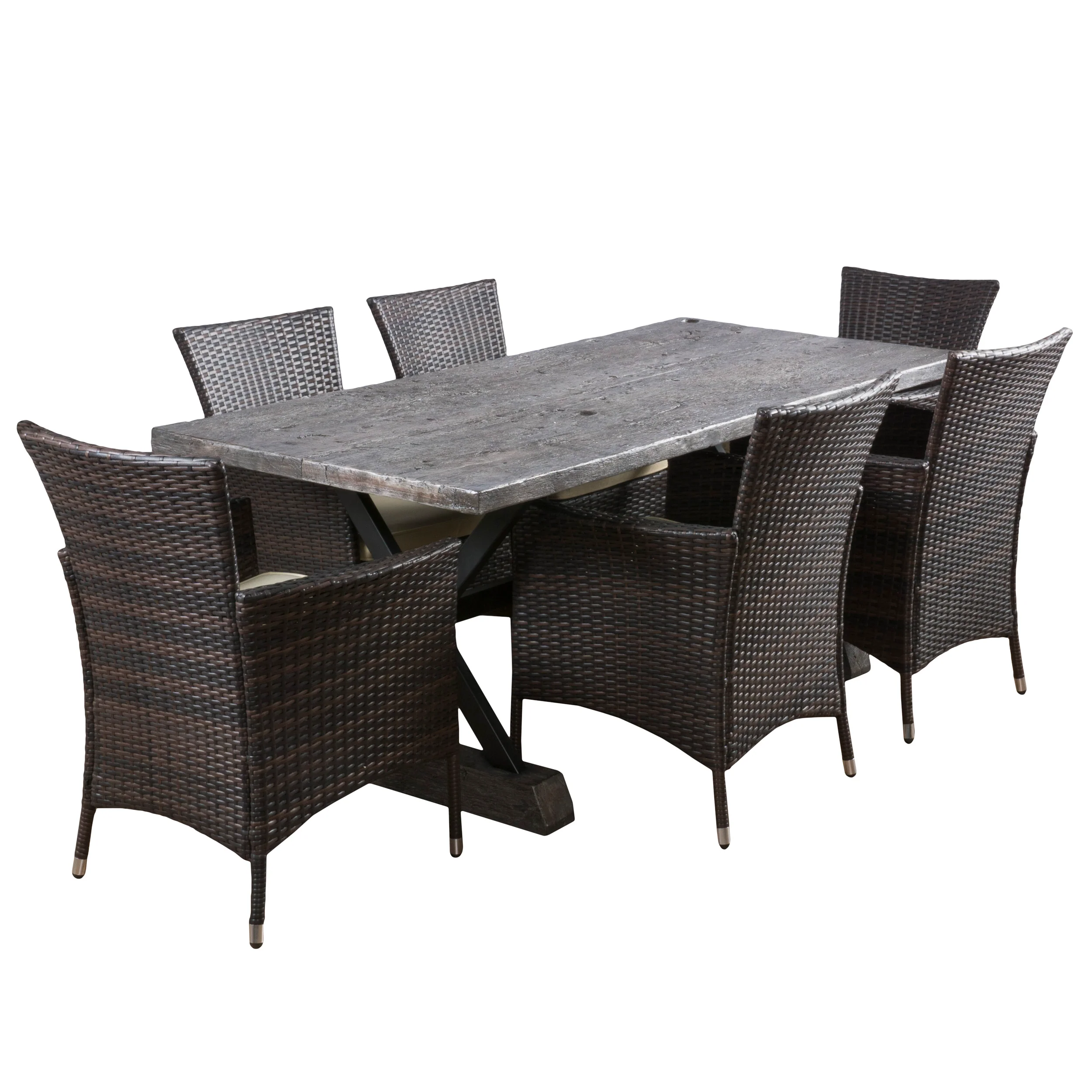 Whitwell Outdoor 7 Piece Lightweight Concrete Dining Set - furnishings