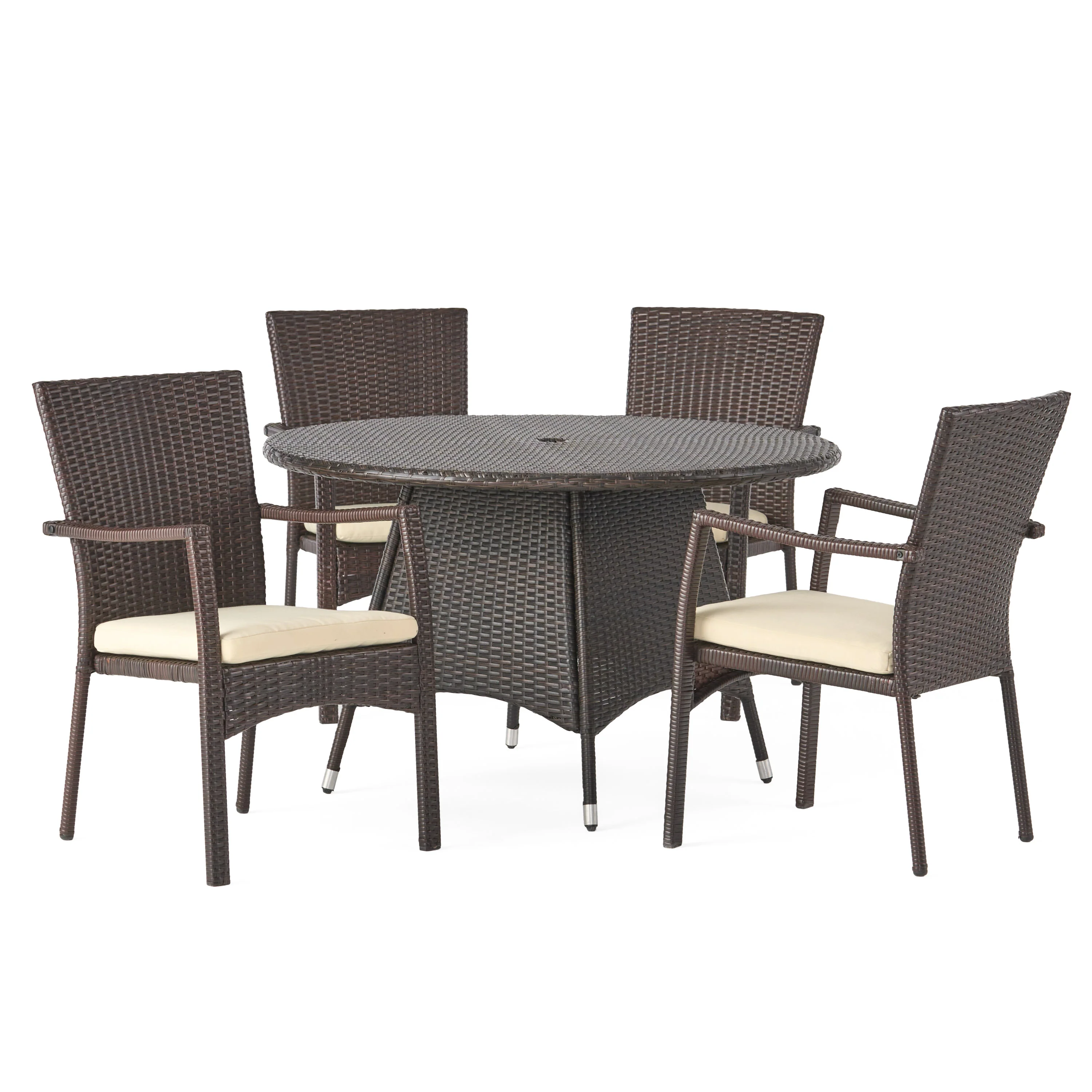 Cypress Outdoor 5-piece Wicker Dining Set with Cushions - furnishings