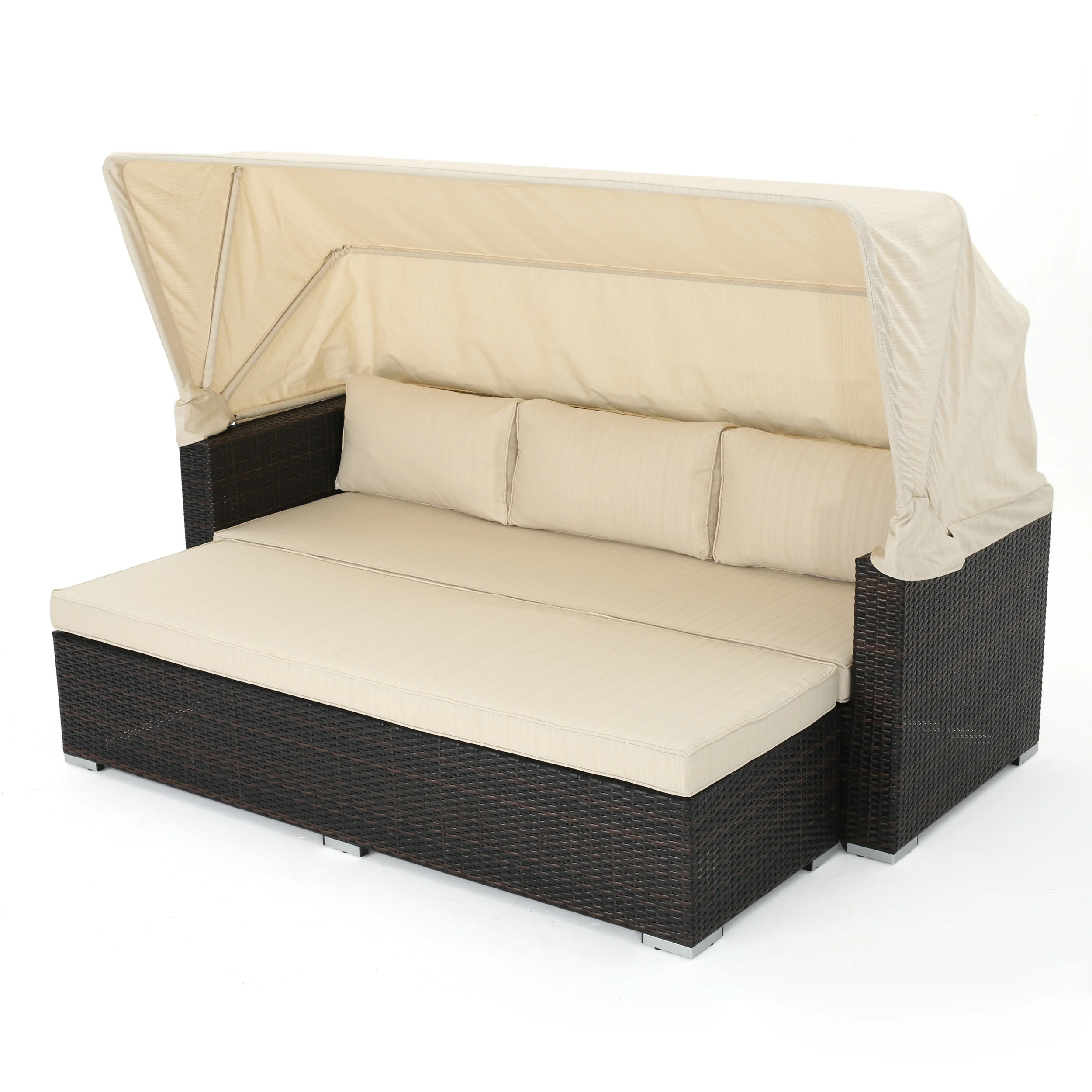 Grayson Outdoor Aluminum Framed Wicker Sofa with Water Resistant Canopy - furnishings