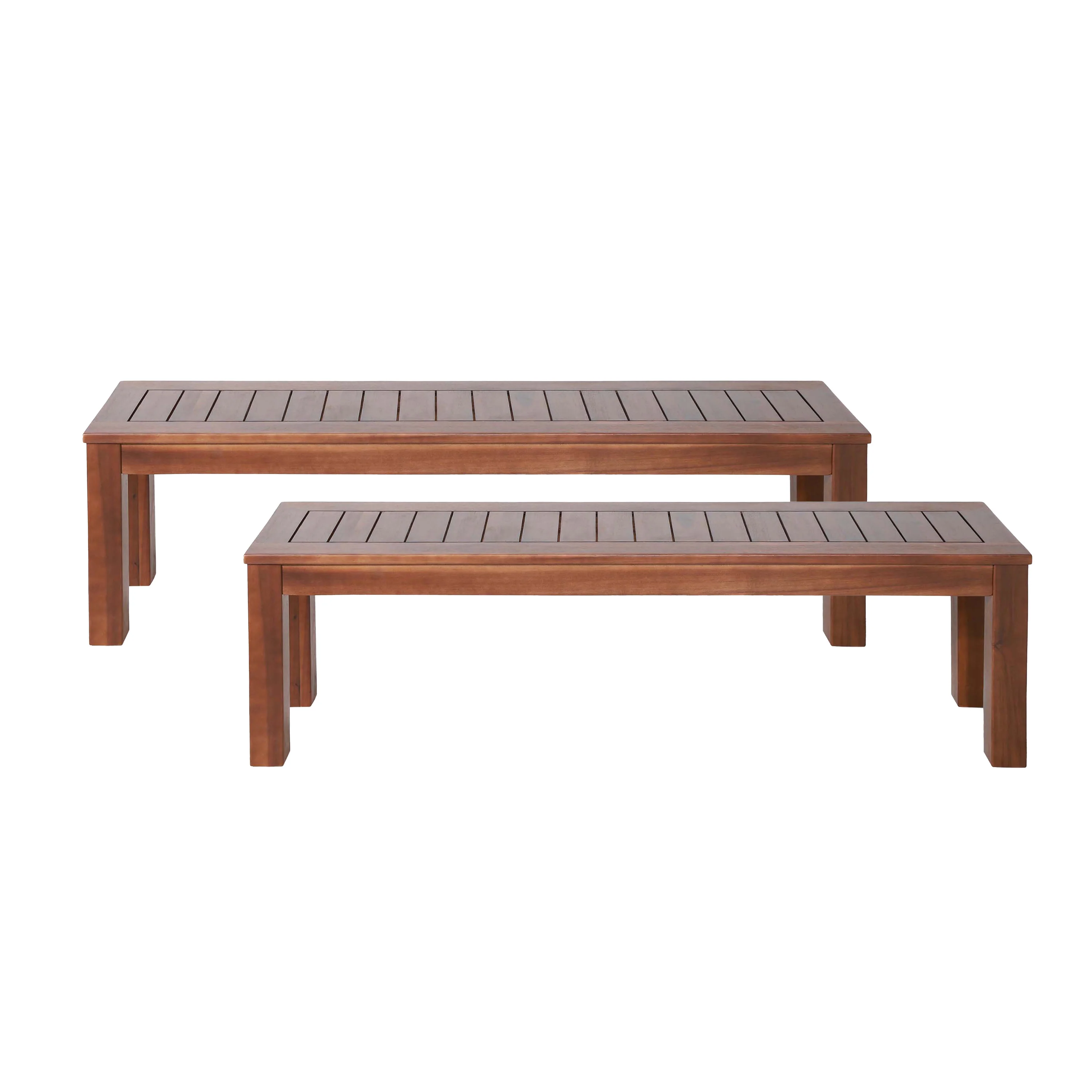 Ebany Outdoor Acacia Wood Dining Bench, Set of 2, Dark Brown - furnishings