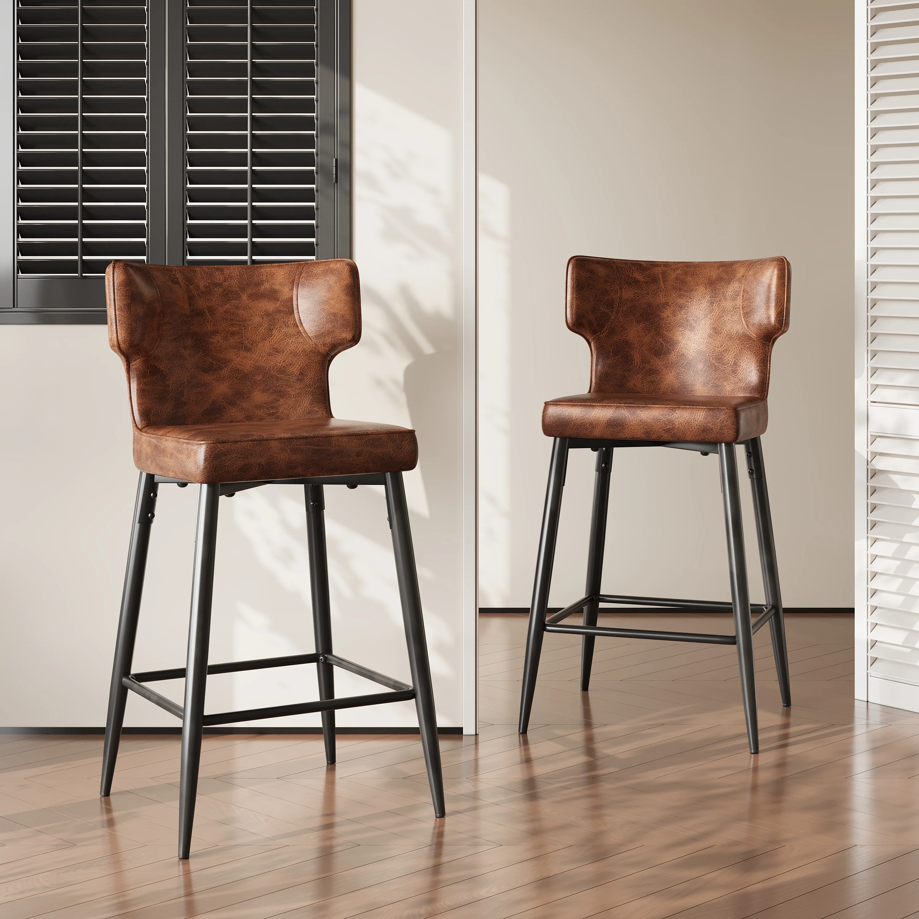Kilburn Modern Upholstered Cushioned PU Leather Counter Stool with Footrest - furnishings