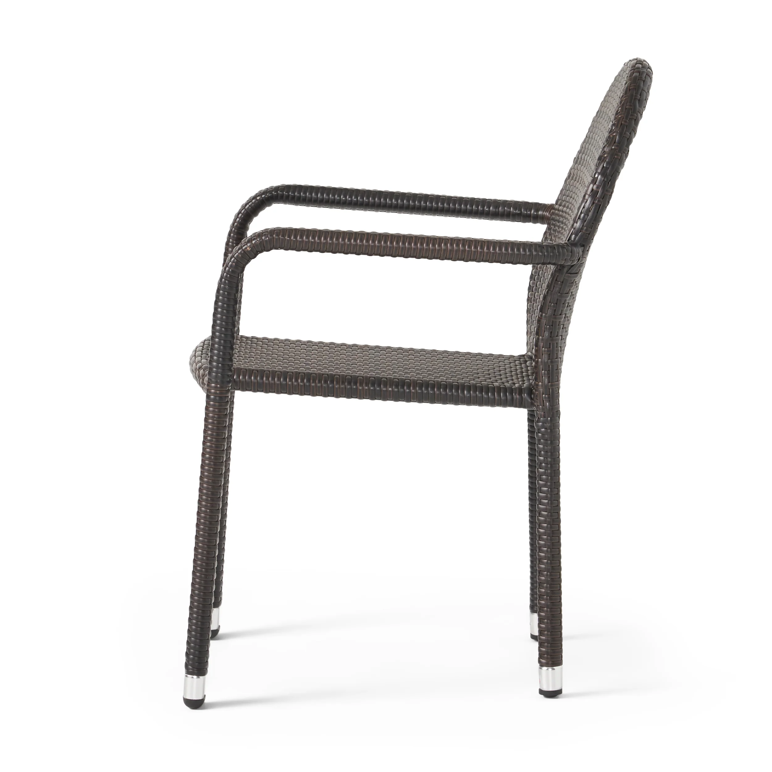 Burlingame Outdoor 6 Piece Brown Aluminum Dining Set with Multi-brown Stacking Chairs - furnishings