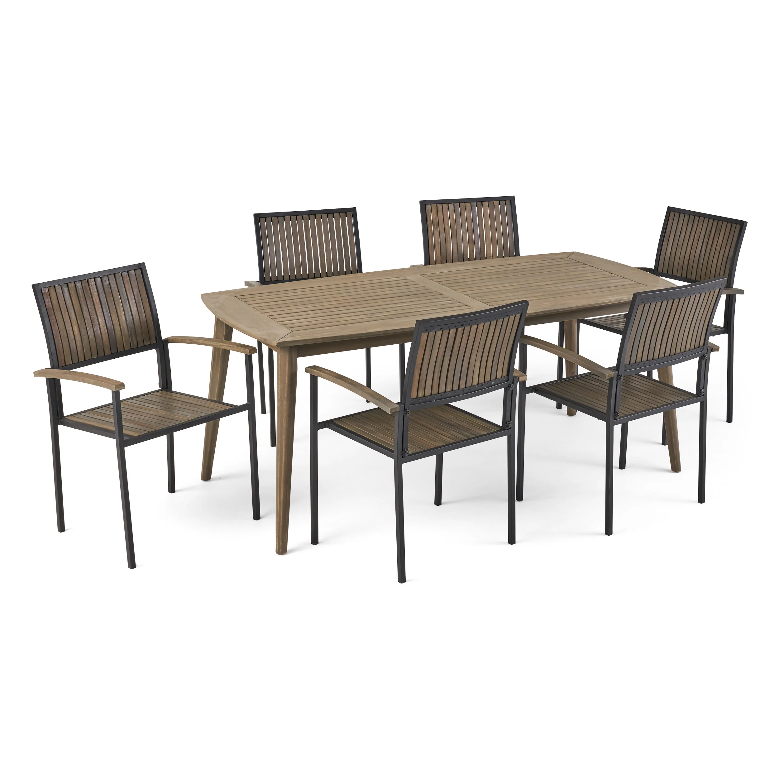 Theresa Outdoor 6 Seater Acacia Wood Dining Set - furnishings