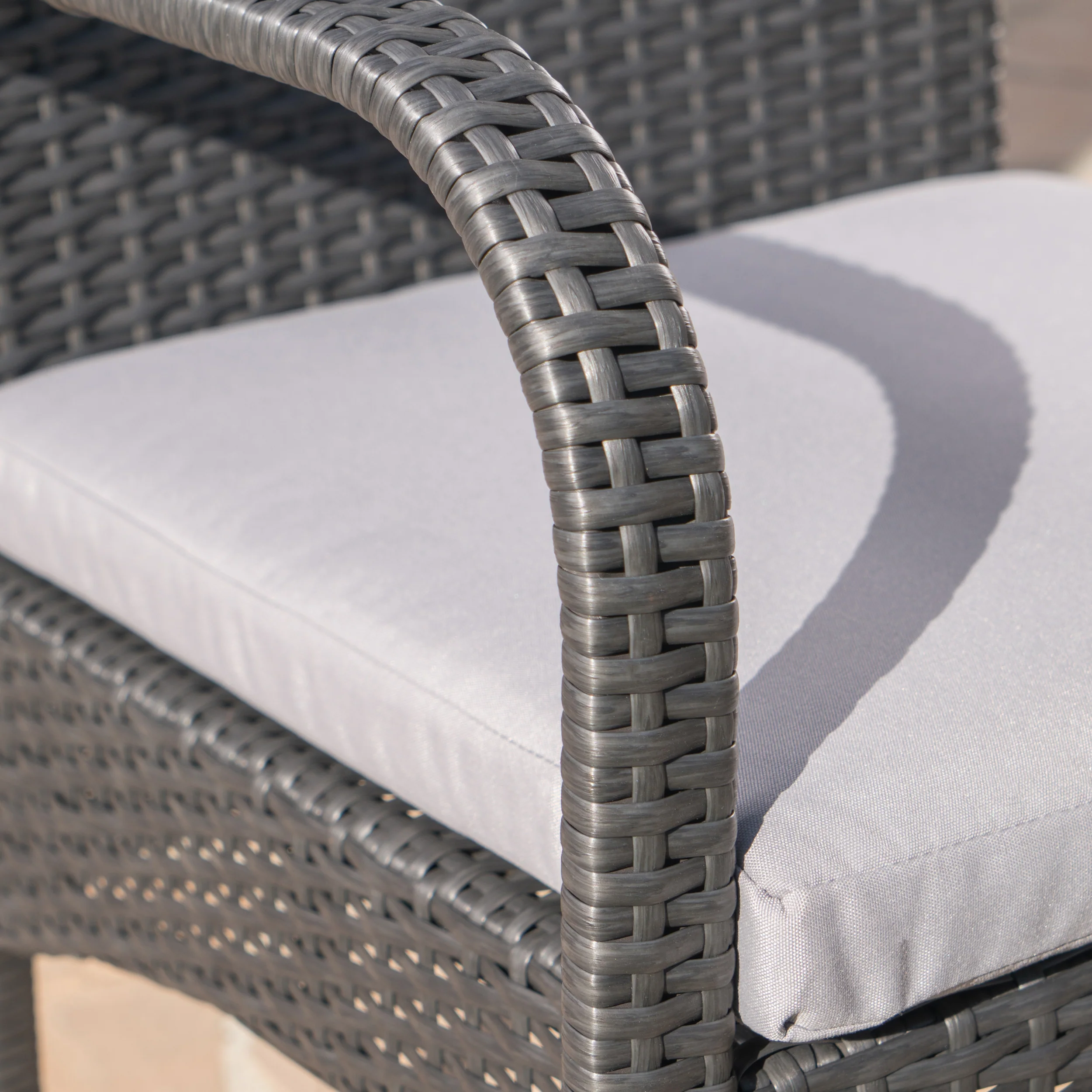 Louise Outdoor 6 Piece Wicker & Acacia Wood Dining Set - furnishings
