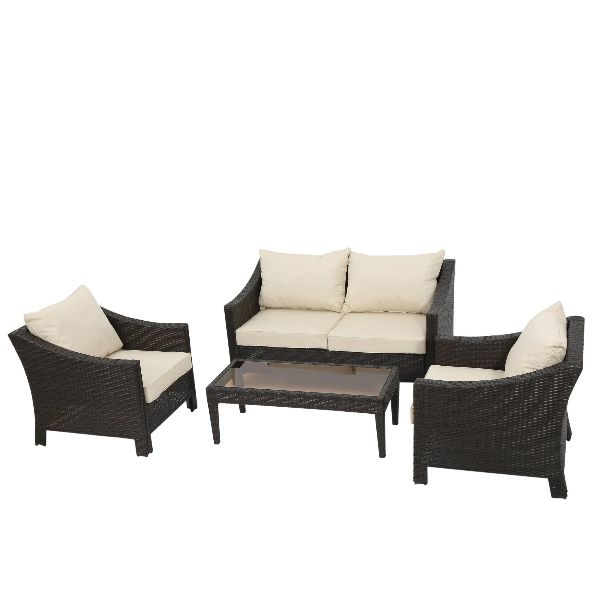 Caspian 4pc Outdoor Wicker Sofa Set - furnishings