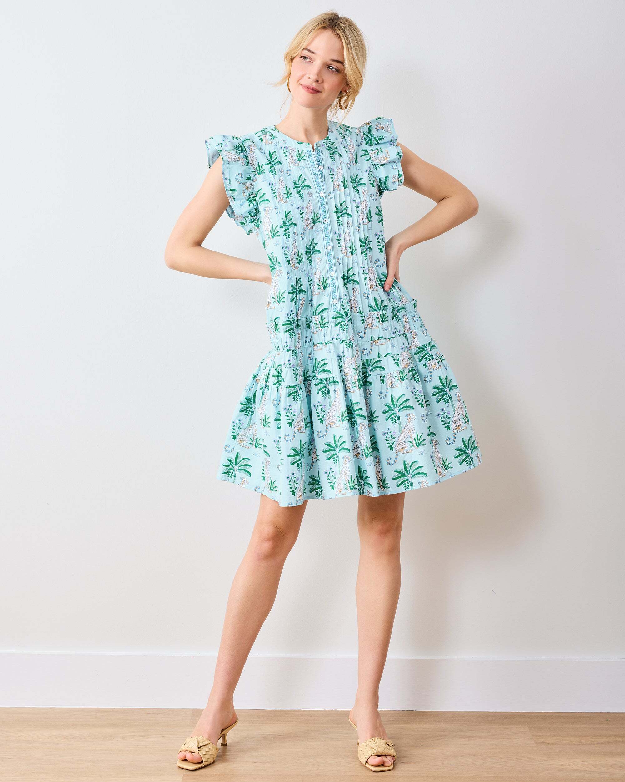 Leopard Mirage - Katie Dress - Oasis Sky