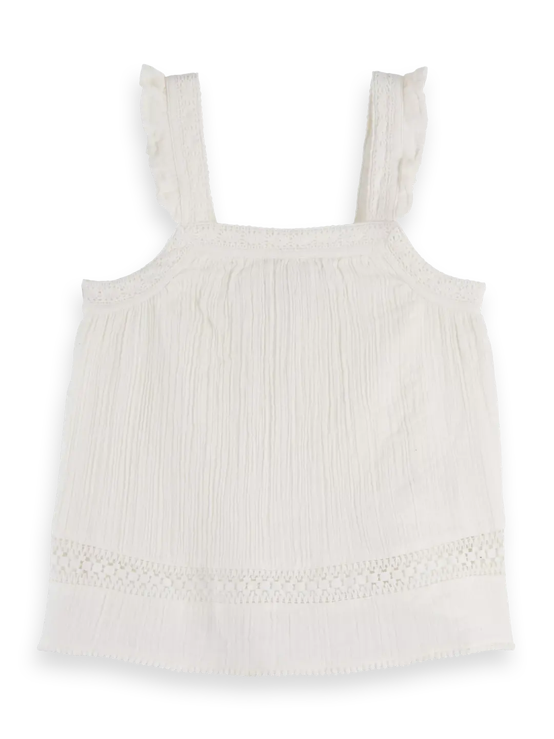 Lace detail crinkle cotton tank