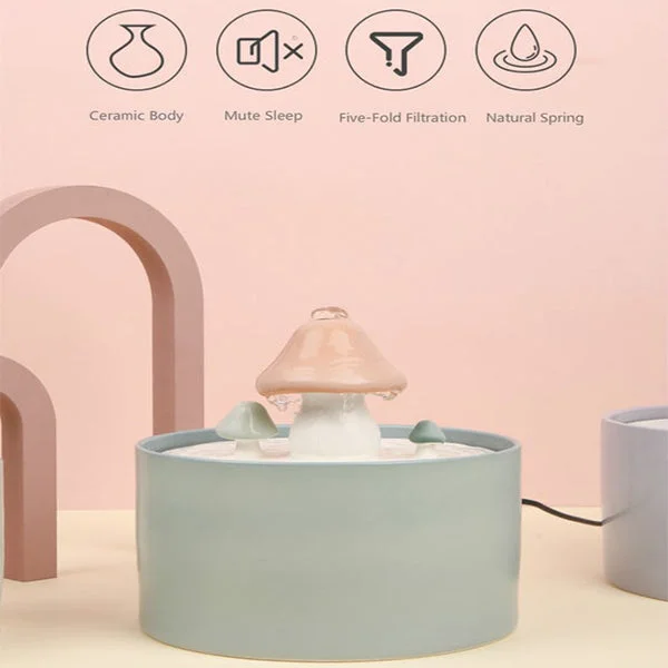 Mushroom Ceramic Pet Water Fountain