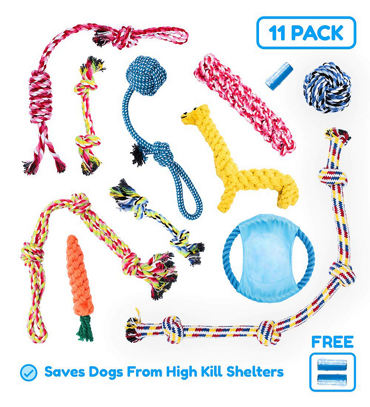 Dog Rope Toys for Aggressive CHEWERS Set of 12 Nearly Indestructible Dog Toys