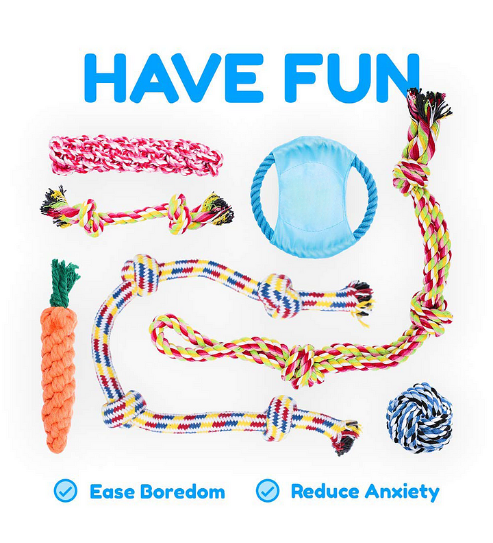 Dog Rope Toys for Aggressive CHEWERS Set of 12 Nearly Indestructible Dog Toys