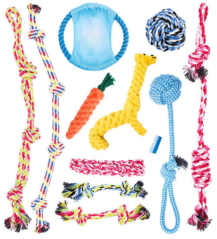Dog Rope Toys for Aggressive CHEWERS Set of 12 Nearly Indestructible Dog Toys