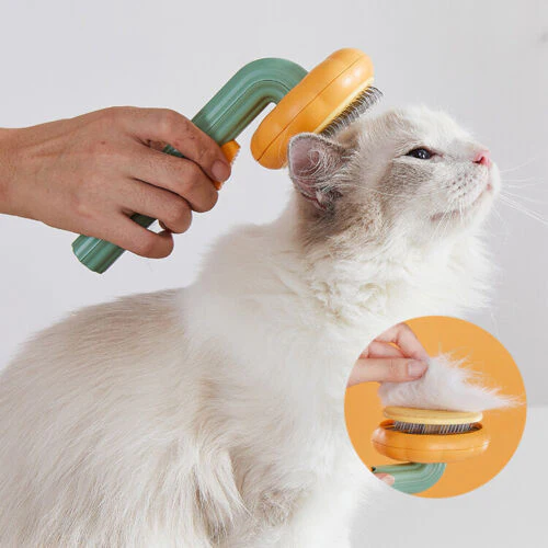 **Pet Pumpkin Self-Cleaning Grooming Brush for Dogs & Cats**