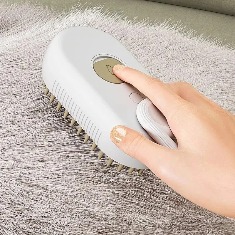 2-in-1 Pet Steam Spray & Massage Brush – Foldable, Rotating Hair Removal Comb