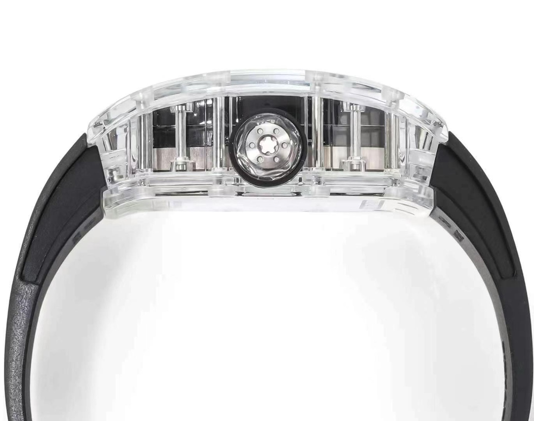 Replica Richard Mille RM 38-02 Pink Themed Crystal Skeleton Tourbillon Black Rubber Strap Watch
