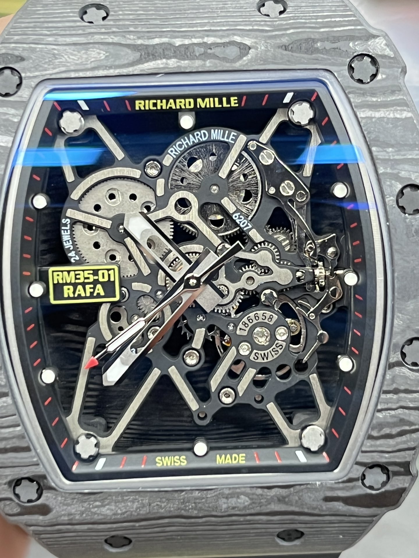 Richard Mille RM35-01 Super Clone Swiss Sports Watch, Carbon Fiber Case