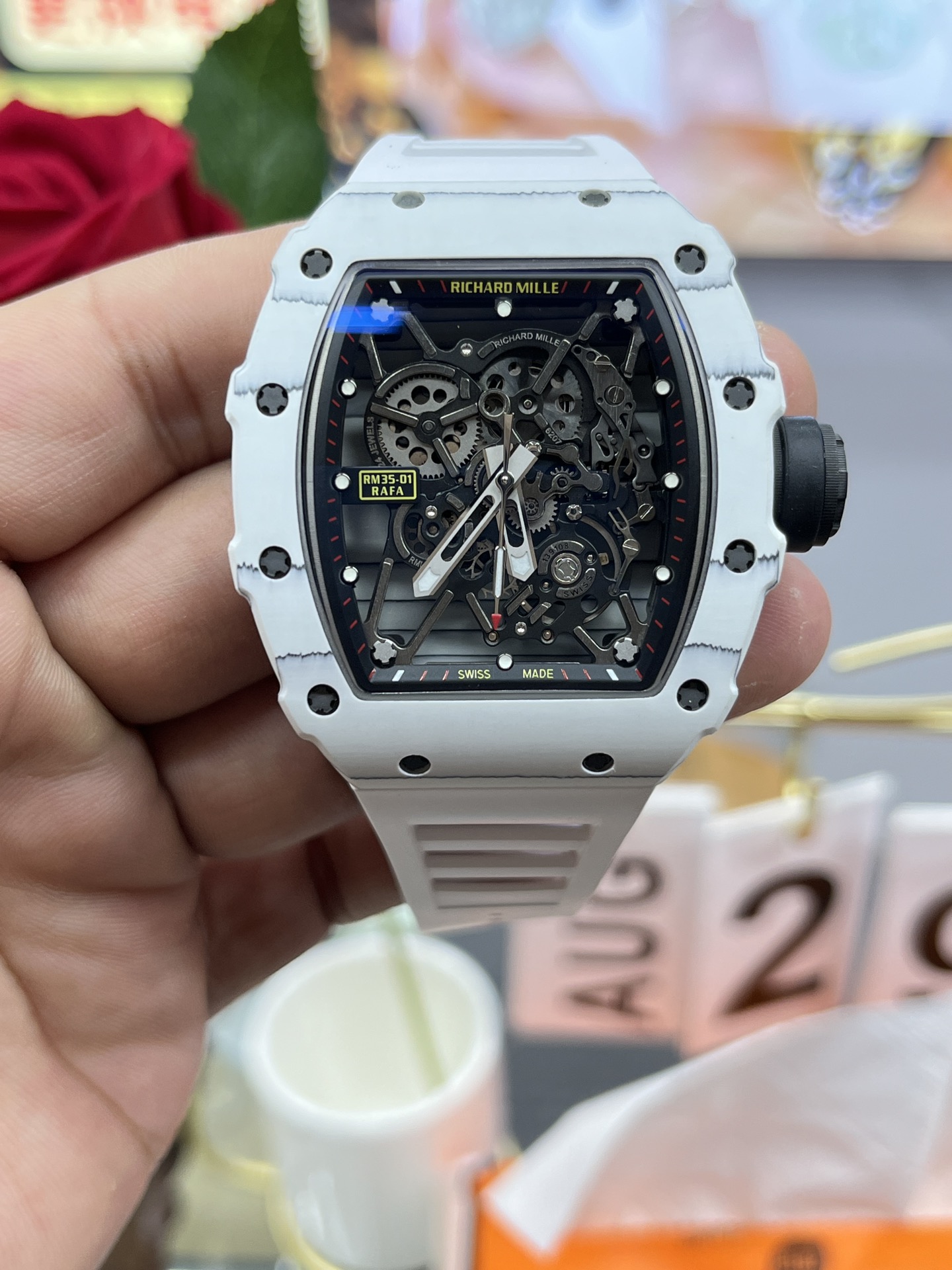 Best Replica RICHARD MILLE RM35-01 White Carbon Skeleton Dial Watch – Super Clone Quality