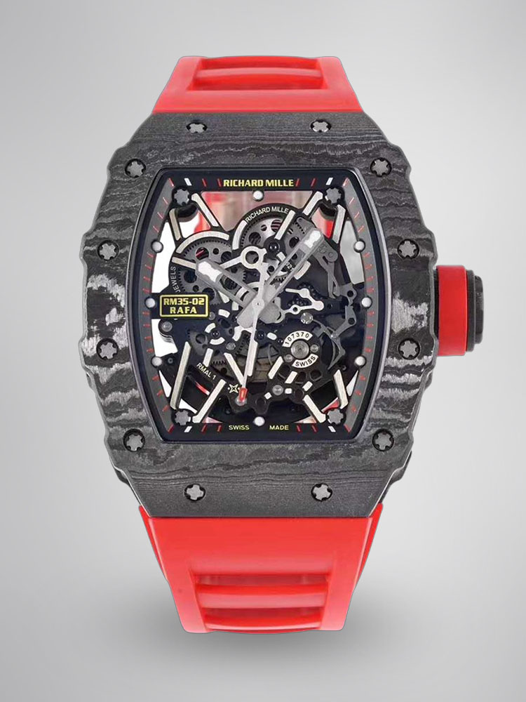 Replica Richard Mille RM35-02 Red Rubber Strap Swiss Movement Sports Watch
