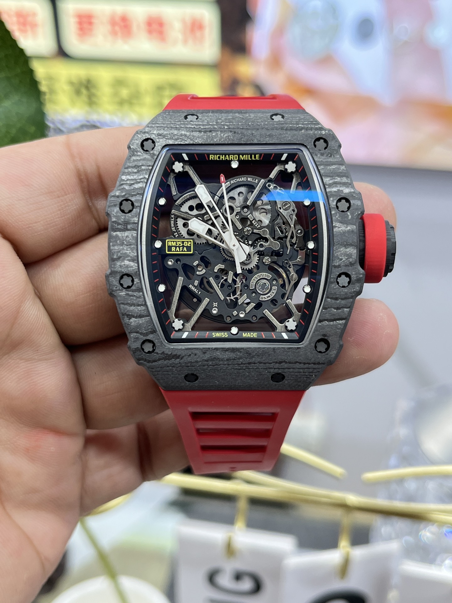 Replica Richard Mille RM35-02 Red Rubber Strap Swiss Movement Sports Watch