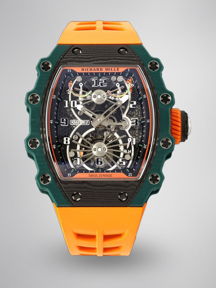 Best Richard Mille RM 21-02 Tourbillon Aerodyne Replica Watch - Orange Leather Strap