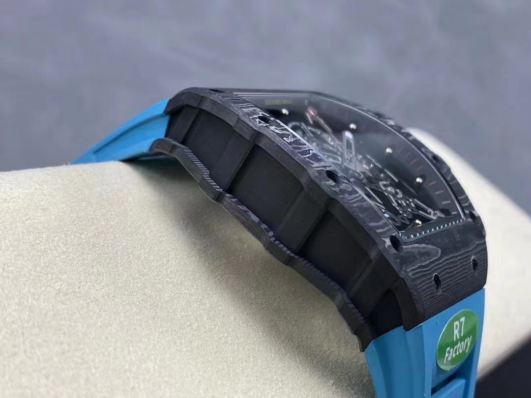 Replica Richard Mille RM 35-02 Swiss NTPT Carbon Fiber Case, Blue Rubber Strap Watch