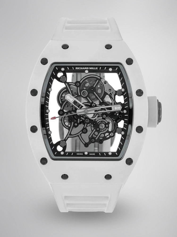 Richard Mille RM055 BBR White Ceramic Skeleton Swiss Replica Sports Watch, Super Clone