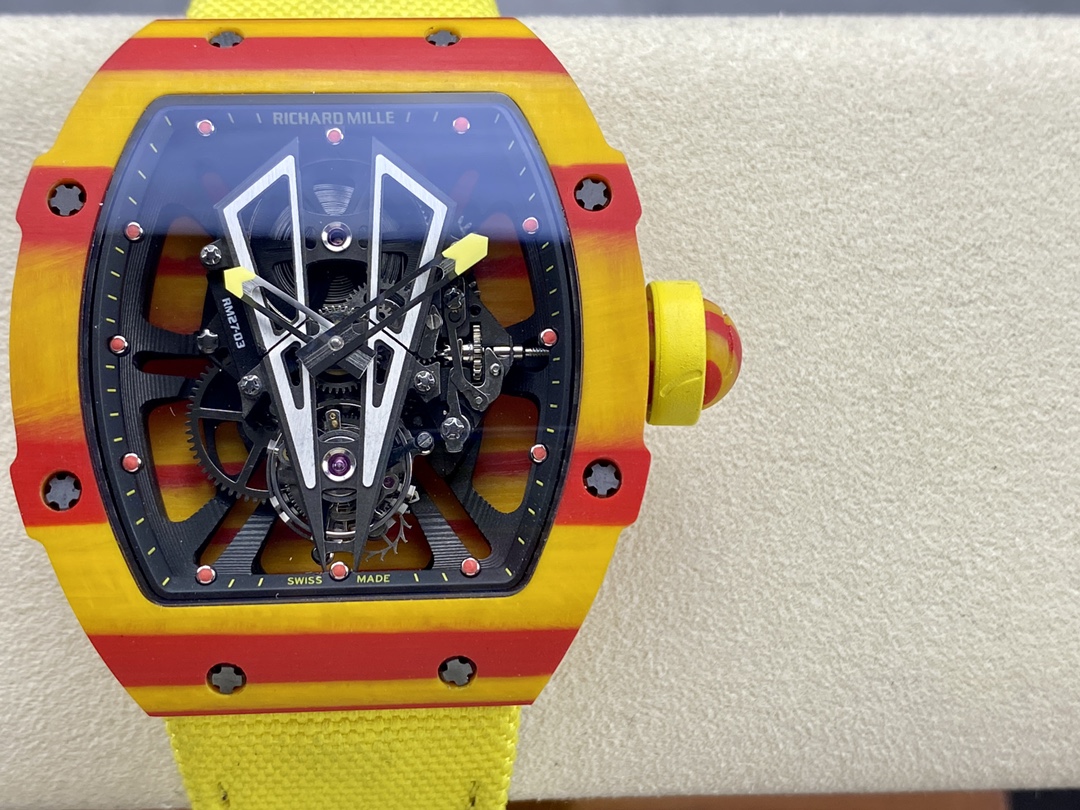 Best Swiss Replica Richard Mille RM 27-03 Red Yellow Carbon Fiber Watch
