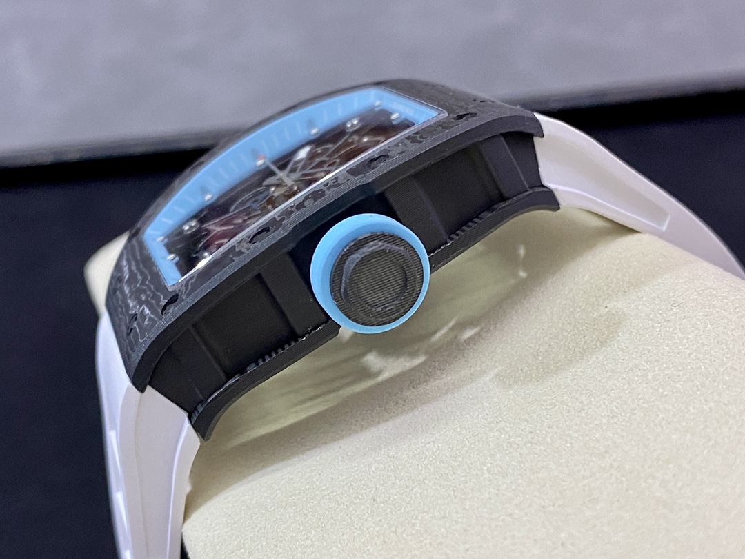 Replica Richard Mille RM055 NTPT Carbon Fiber Light Blue Skeleton Dial Super Clone Watch