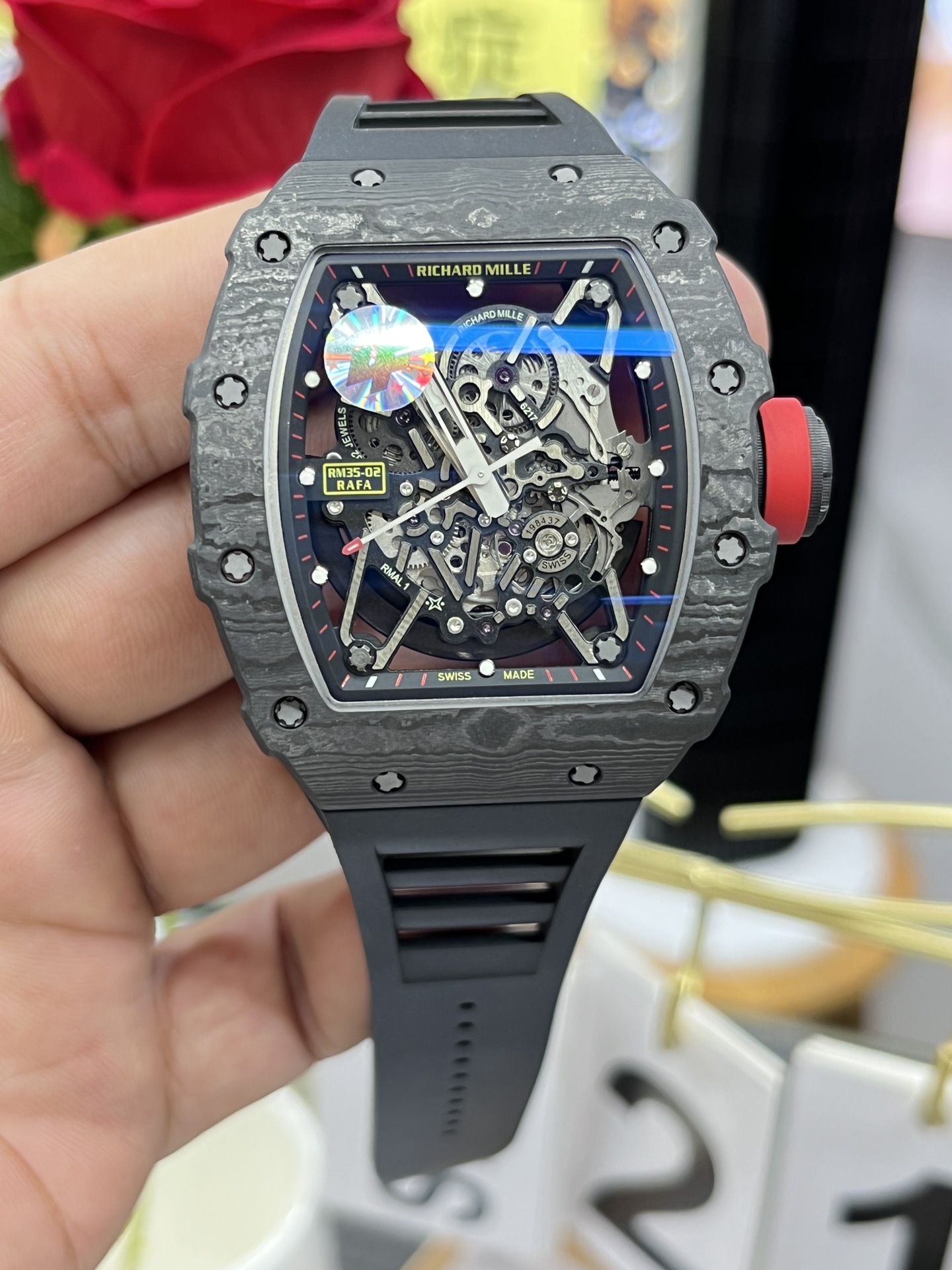 Best Richard Mille RM35-02 Carbon Fiber Skeleton Dial Swiss Replica Watch