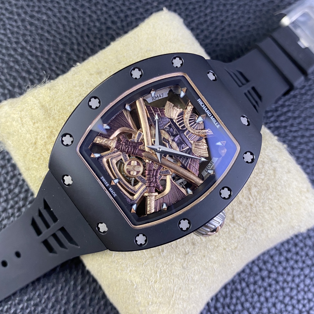 Best Swiss RM47 Black Samurai Tourbillon Replica Watch