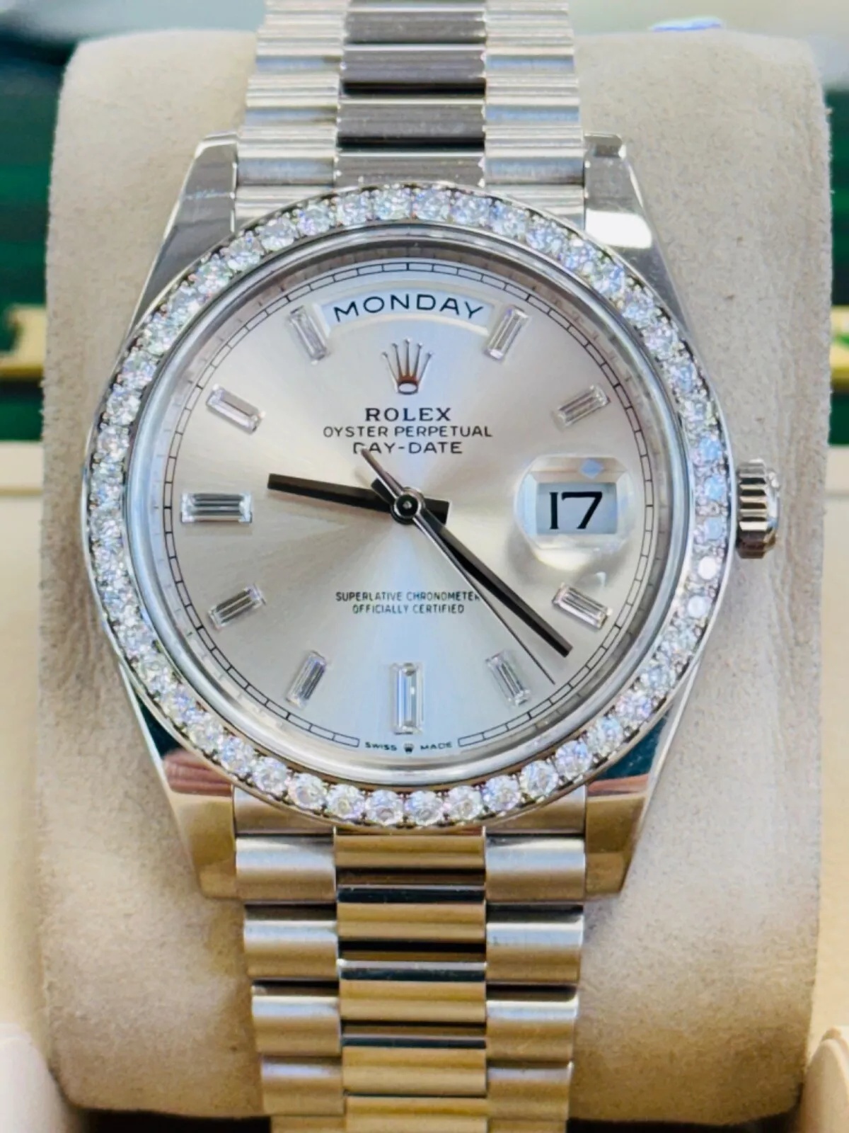 【Super Clone】RLX Day-Date 40mm 228349RBR-0001 Silver Dial President Bracelet