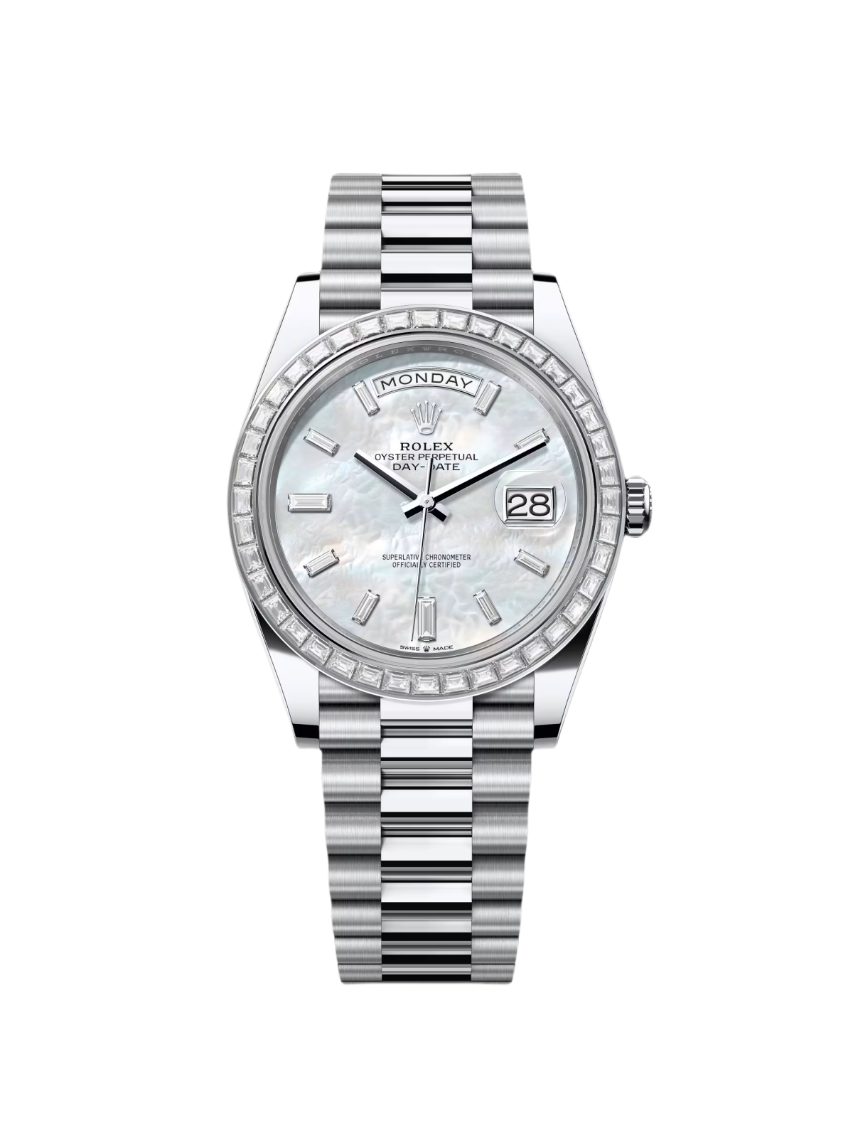 【Super Clone】RLX Day-Date 40mm 228396TBR-0043 Mother Of Pearl Diamond Dial and Bezel
