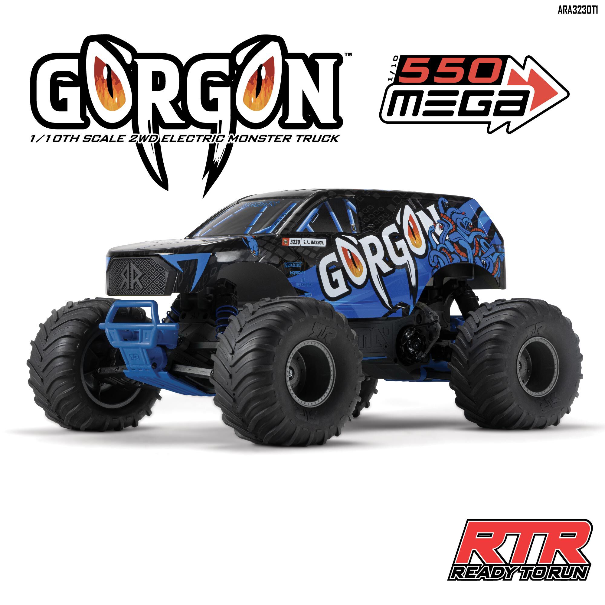 ARRMA 1/10 GORGON 2WD RTR Brushed Monster Truck, Blue