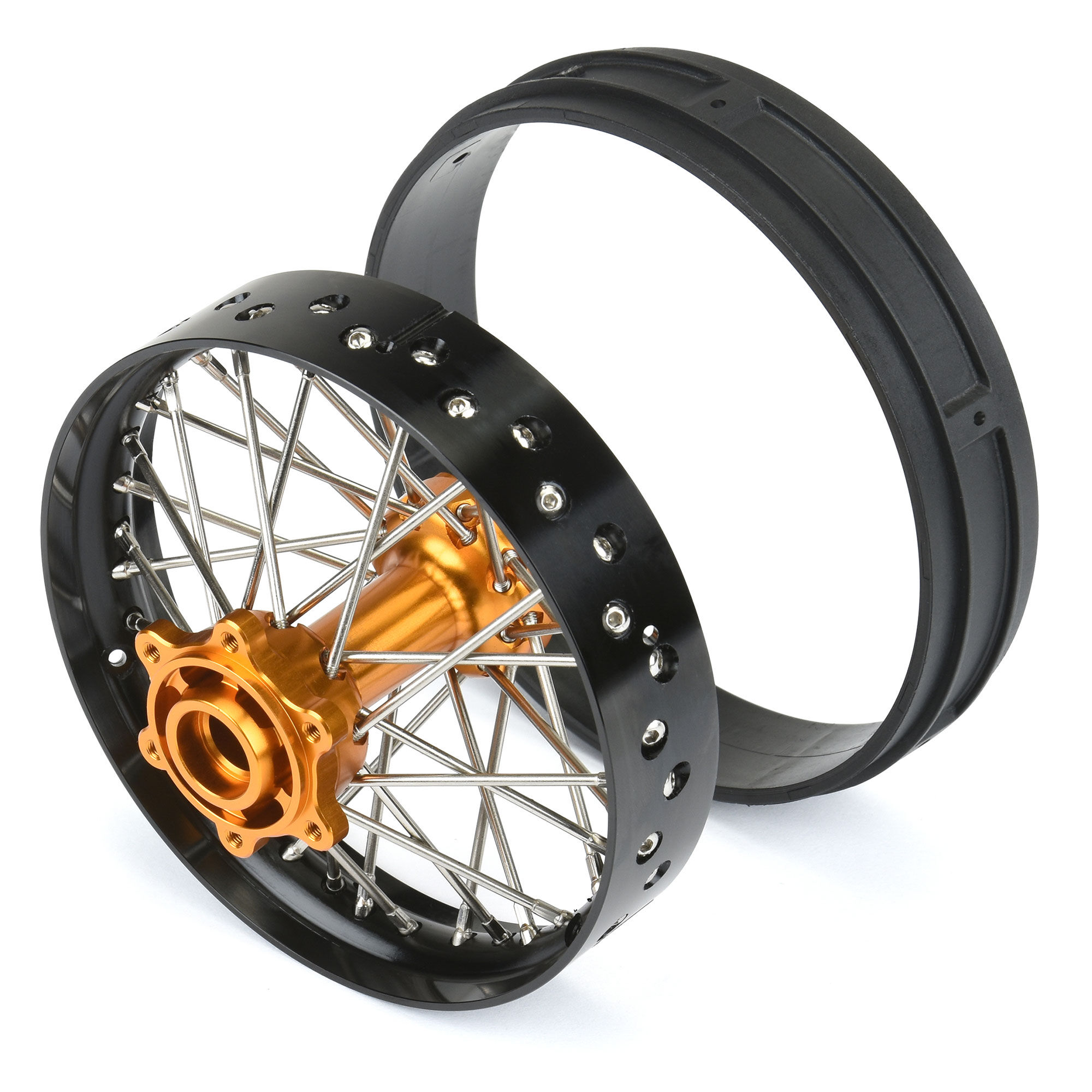Pro-Line Racing 1/4 Pro-Spec Aluminum V2 Bead Rear Wheel Black/Gold (1): Promoto-MX