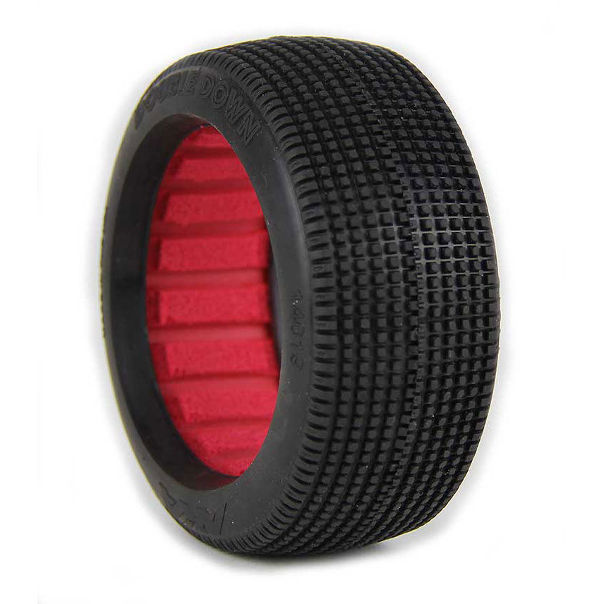 AKA PRODUCTS, INC. 1/8 Double Down Super Soft Long Wear Tires, Red Inserts (2): Buggy