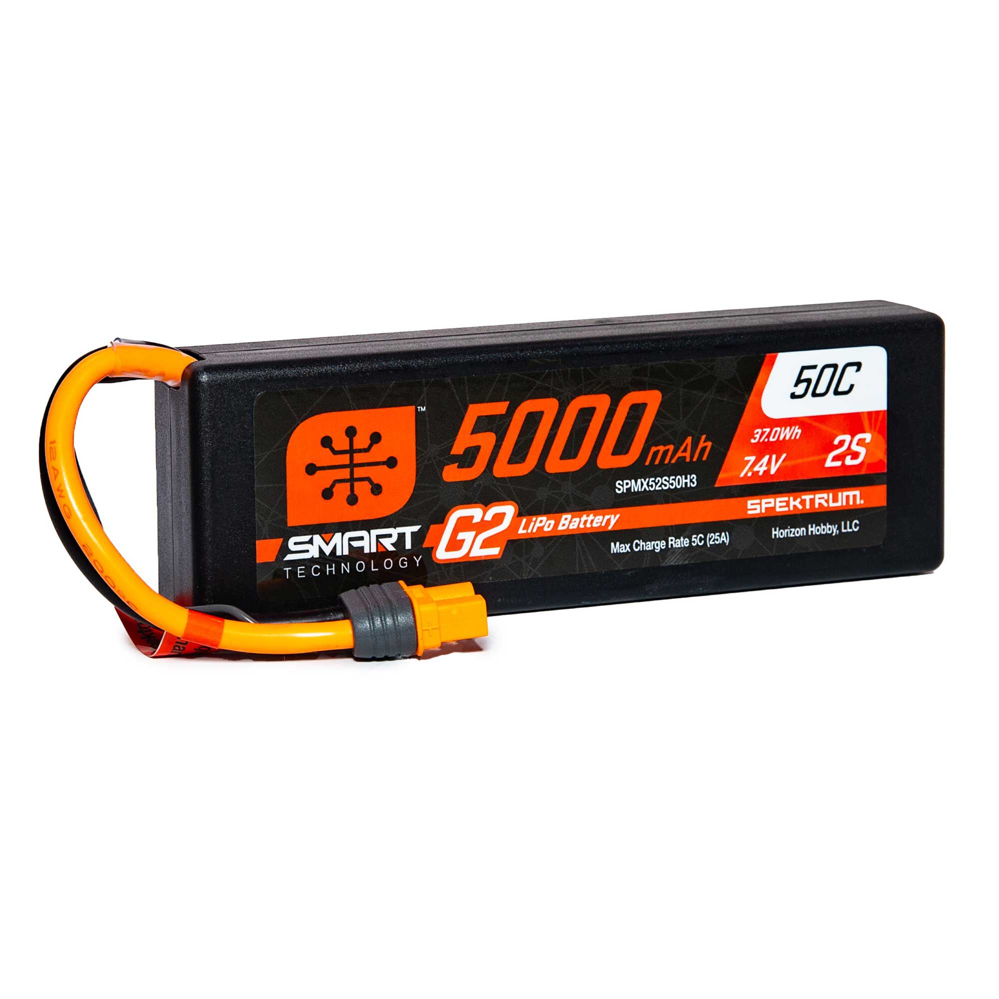 Spektrum Accessories 7.4V 5000mAh 2S 50C Smart LiPo G2 Hard Case: IC3