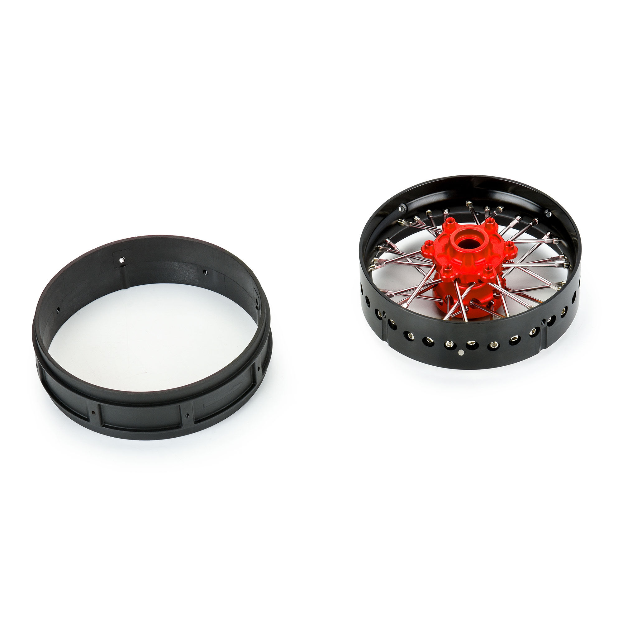 Pro-Line Racing 1/4 Pro-Spec Aluminum V2 Bead Front Wheel Black/Red (1): Promoto-SM