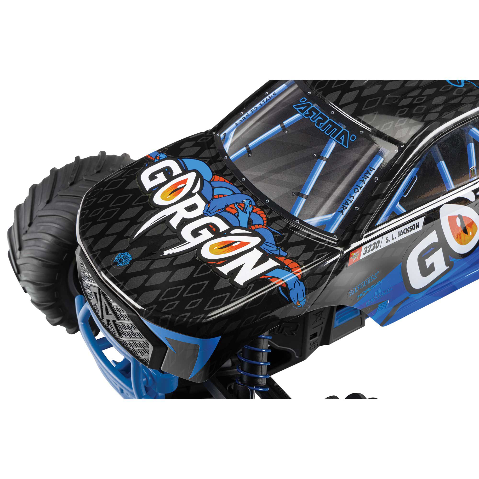 ARRMA 1/10 GORGON 2WD RTR Brushed Monster Truck, Blue