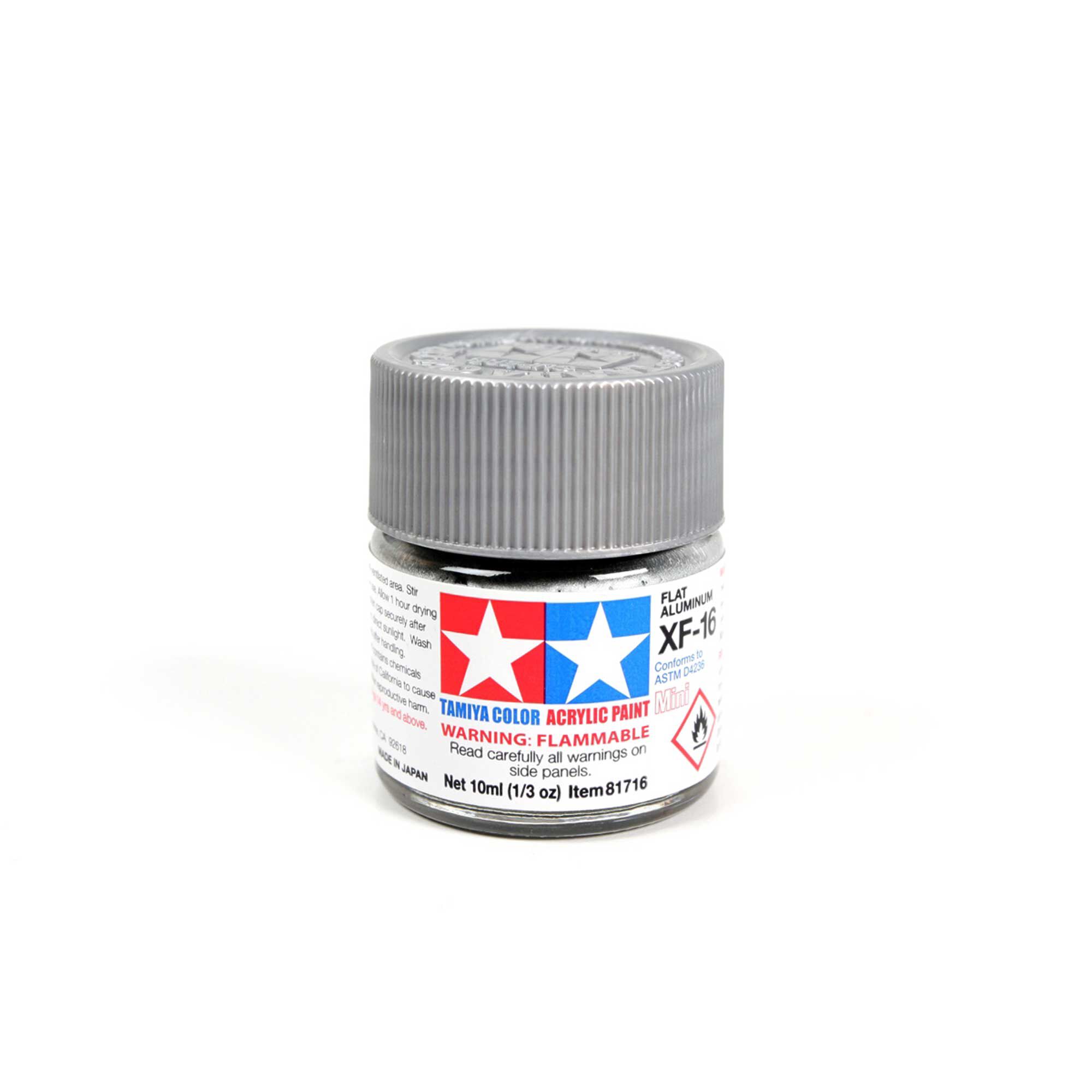 Tamiya Acrylic Mini XF16, Flat Aluminum