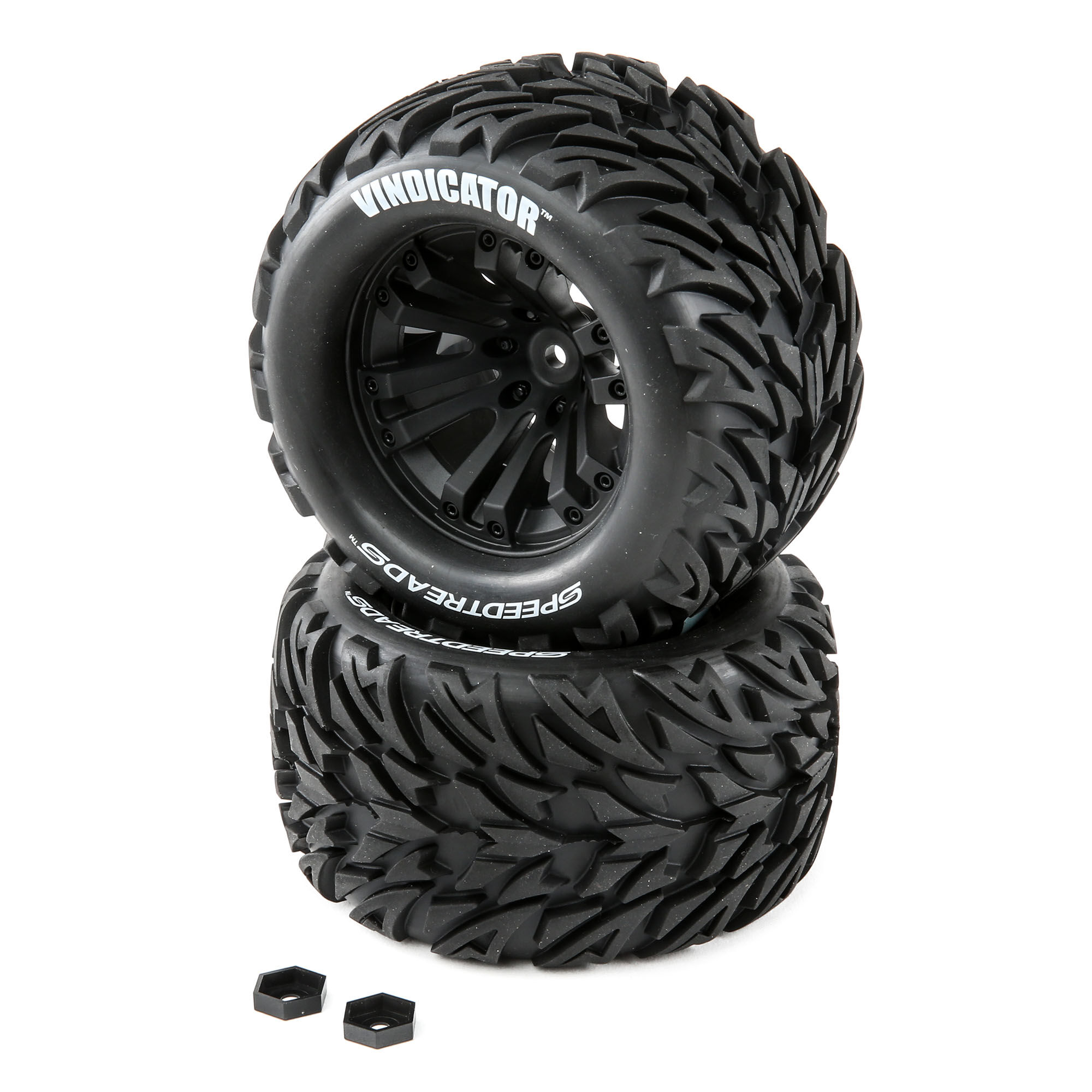 Duratrax SpeedTreads Vindicator Tires Mounted (2): 1/10 Stadium/Monster Truck