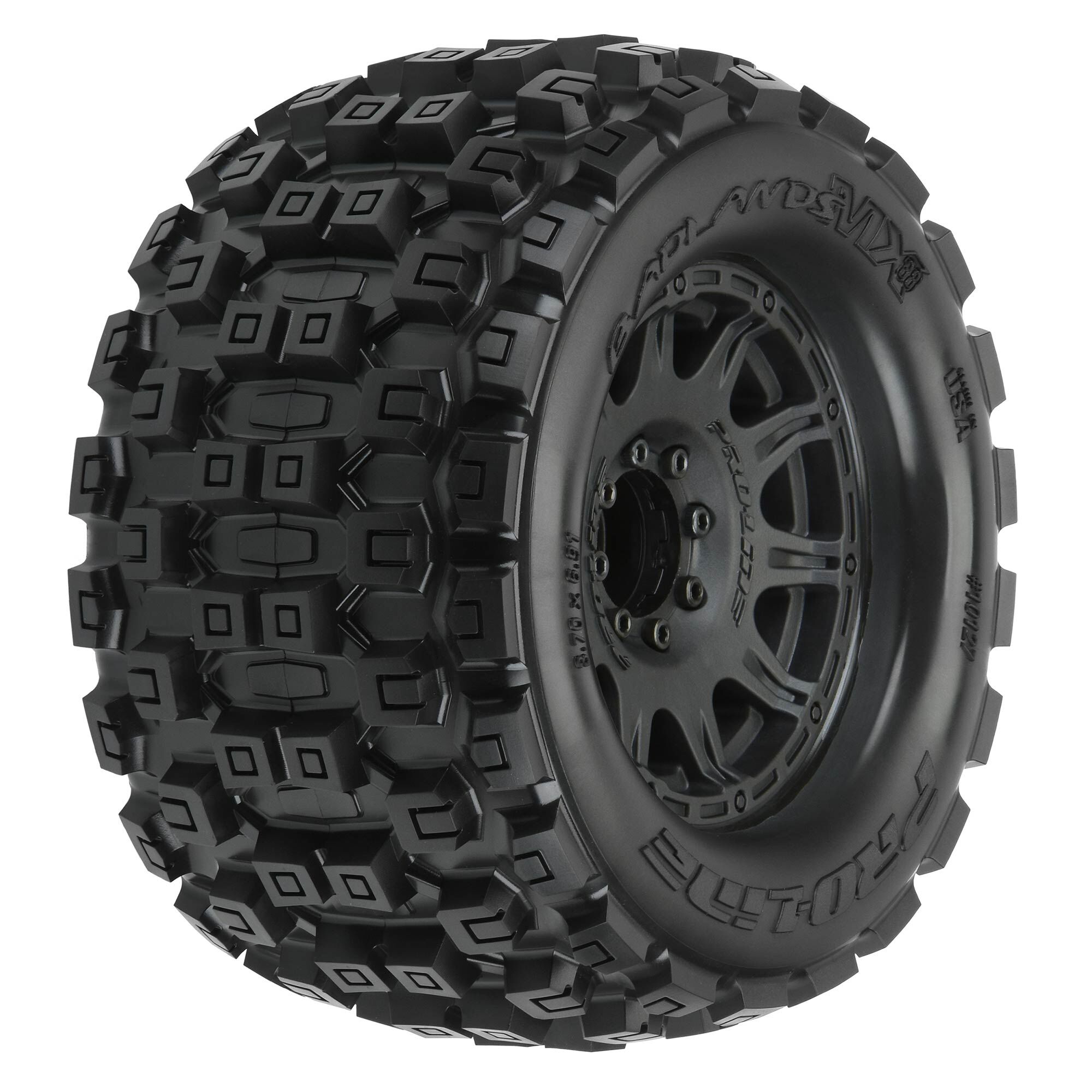Pro-Line Racing 1/8 Badlands MX38 F/R 3.8" MT Tires Mounted 17mm Black Raid (2)