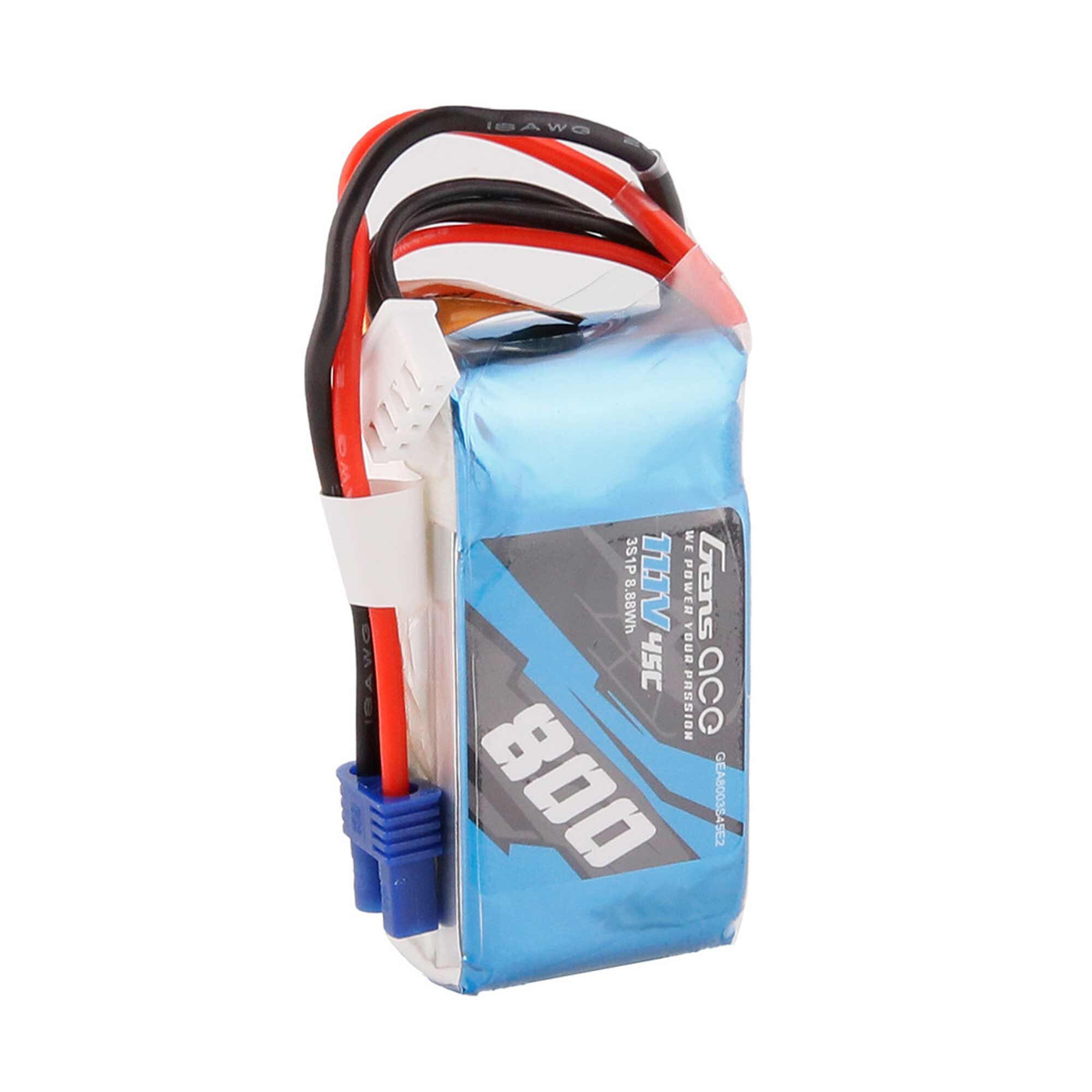 Gens ace 11.1V 800mAh 3S 45C LiPo Battery: EC2