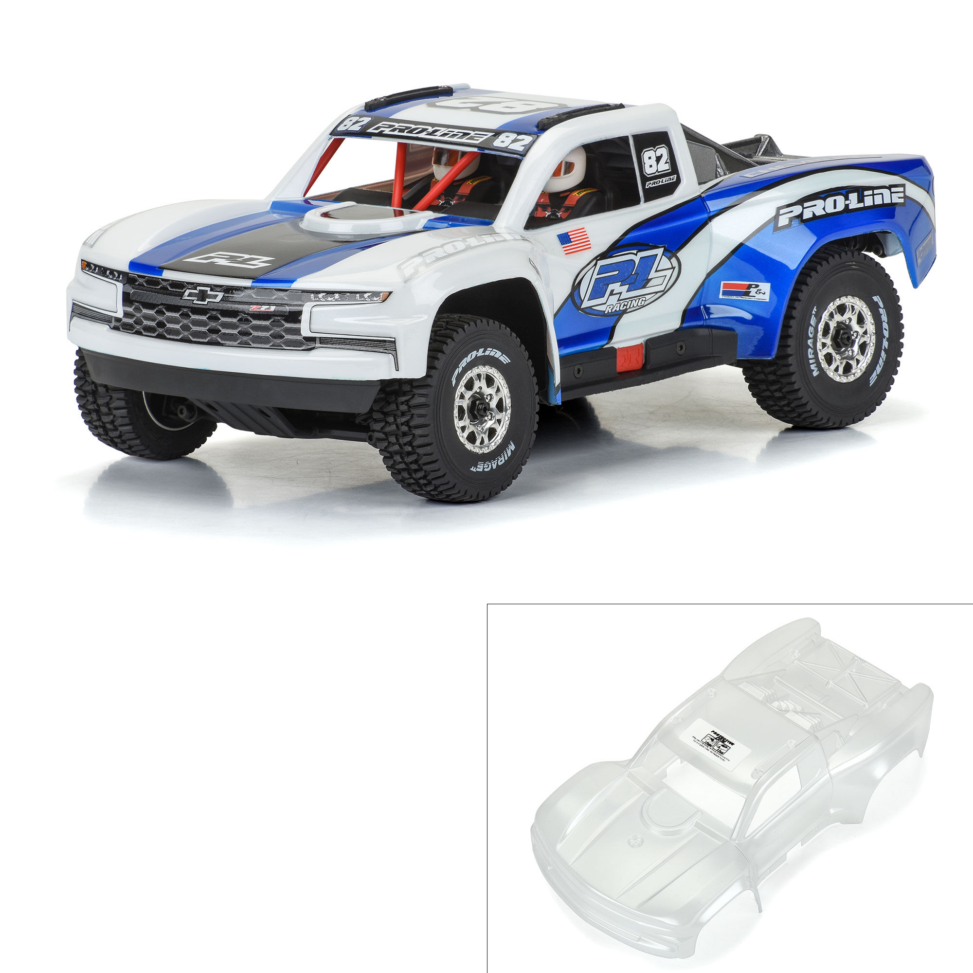 Pro-Line Racing 1/16 Pre-Cut 2019 Chevy Silverado Trophy Truck Clear Body: GROM