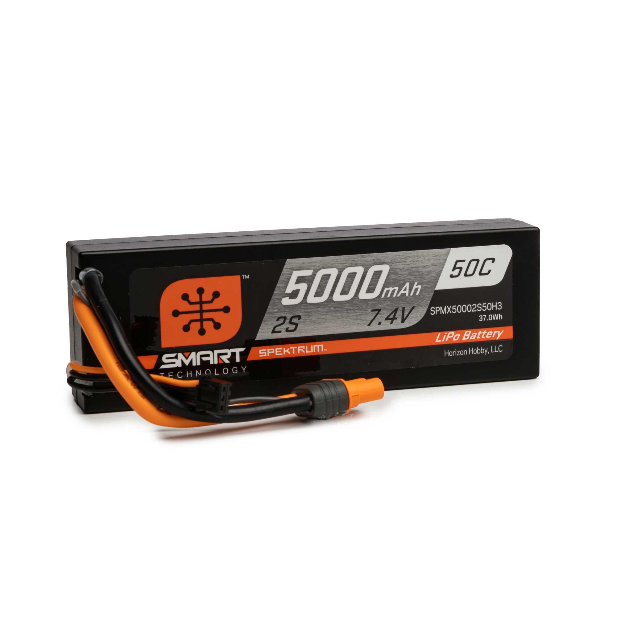 Spektrum Accessories 7.4V 5000mAh 2S 50C Smart Hardcase LiPo Battery: IC3