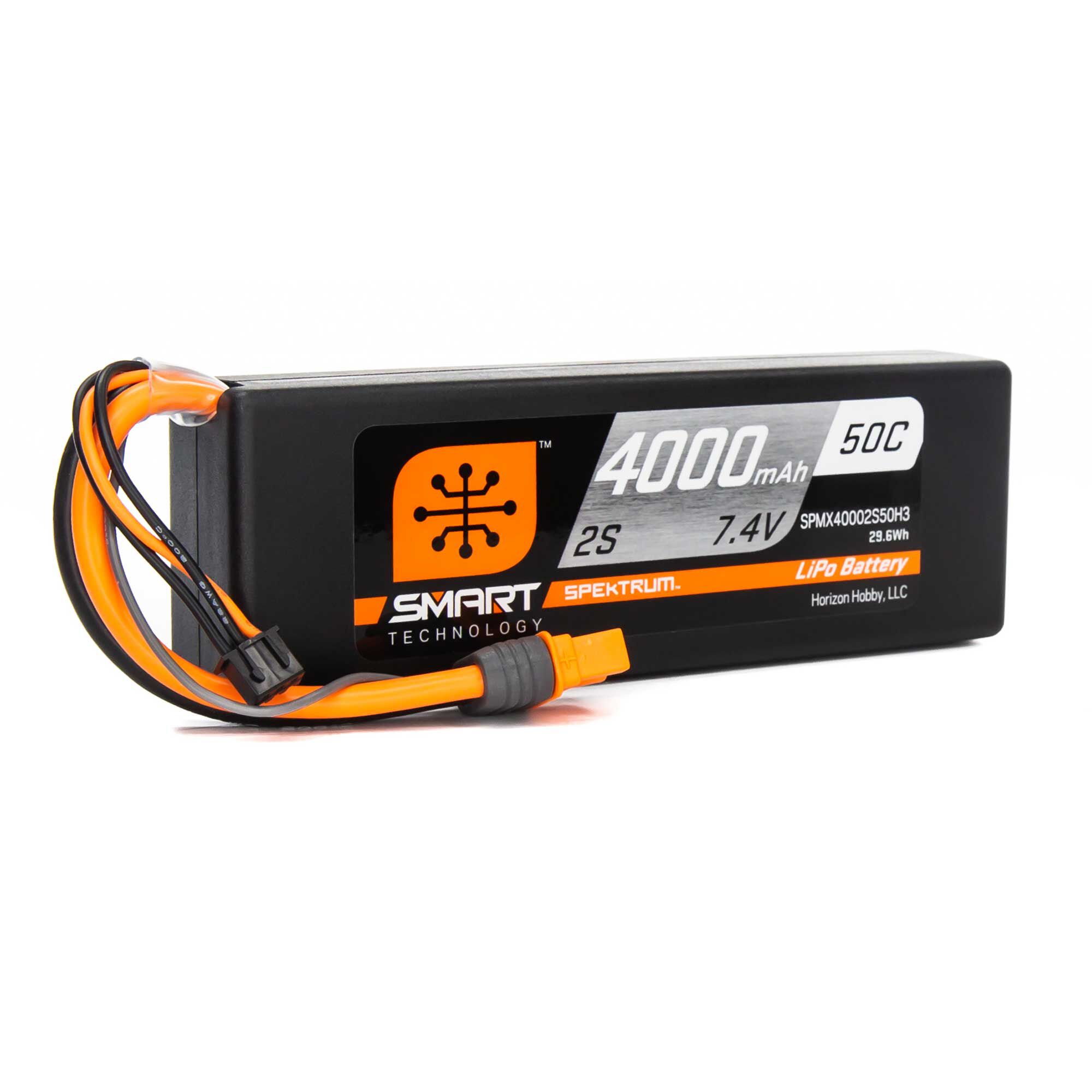 Spektrum Accessories 7.4V 4000mAh 2S 50C Smart LiPo Battery, IC3