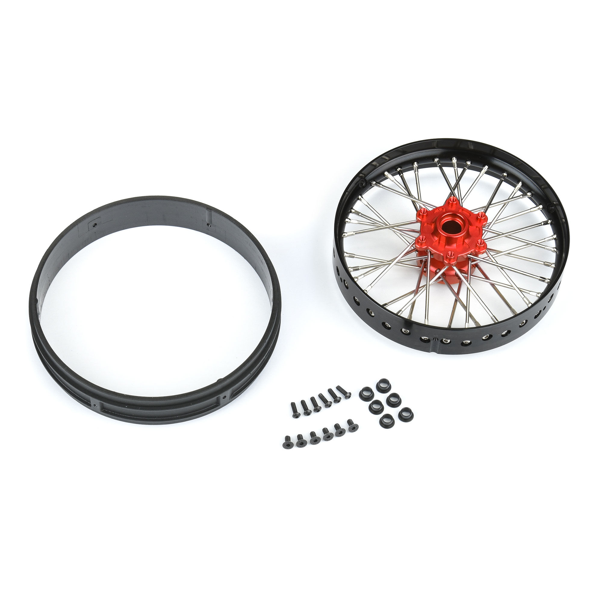 Pro-Line Racing 1/4 Pro-Spec Aluminum V2 Bead Front Wheel Black/Red (1): Promoto-MX