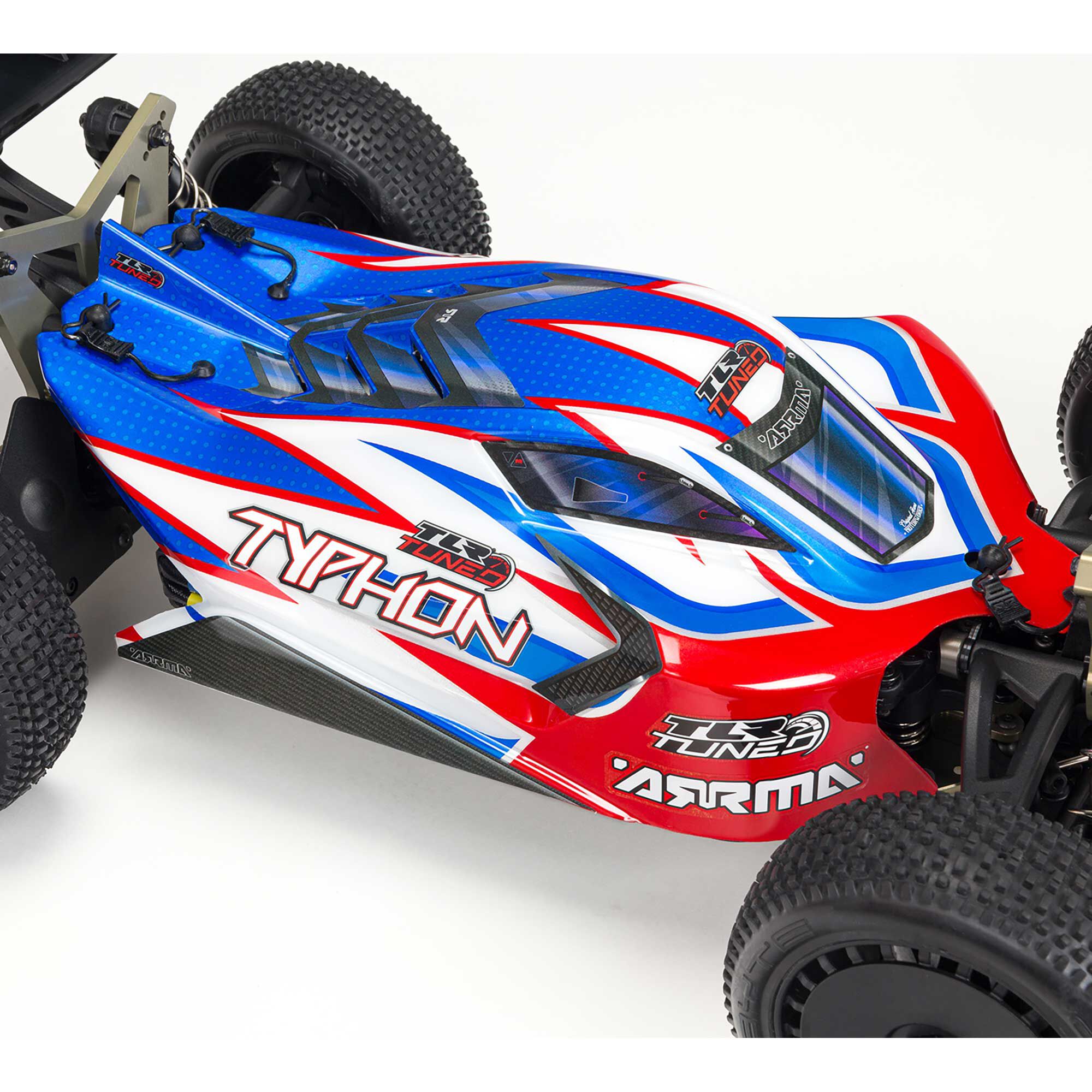 ARRMA 1/8 TYPHON 6S TLR Tuned 4X4 RTR Brushless Buggy, Red/Blue