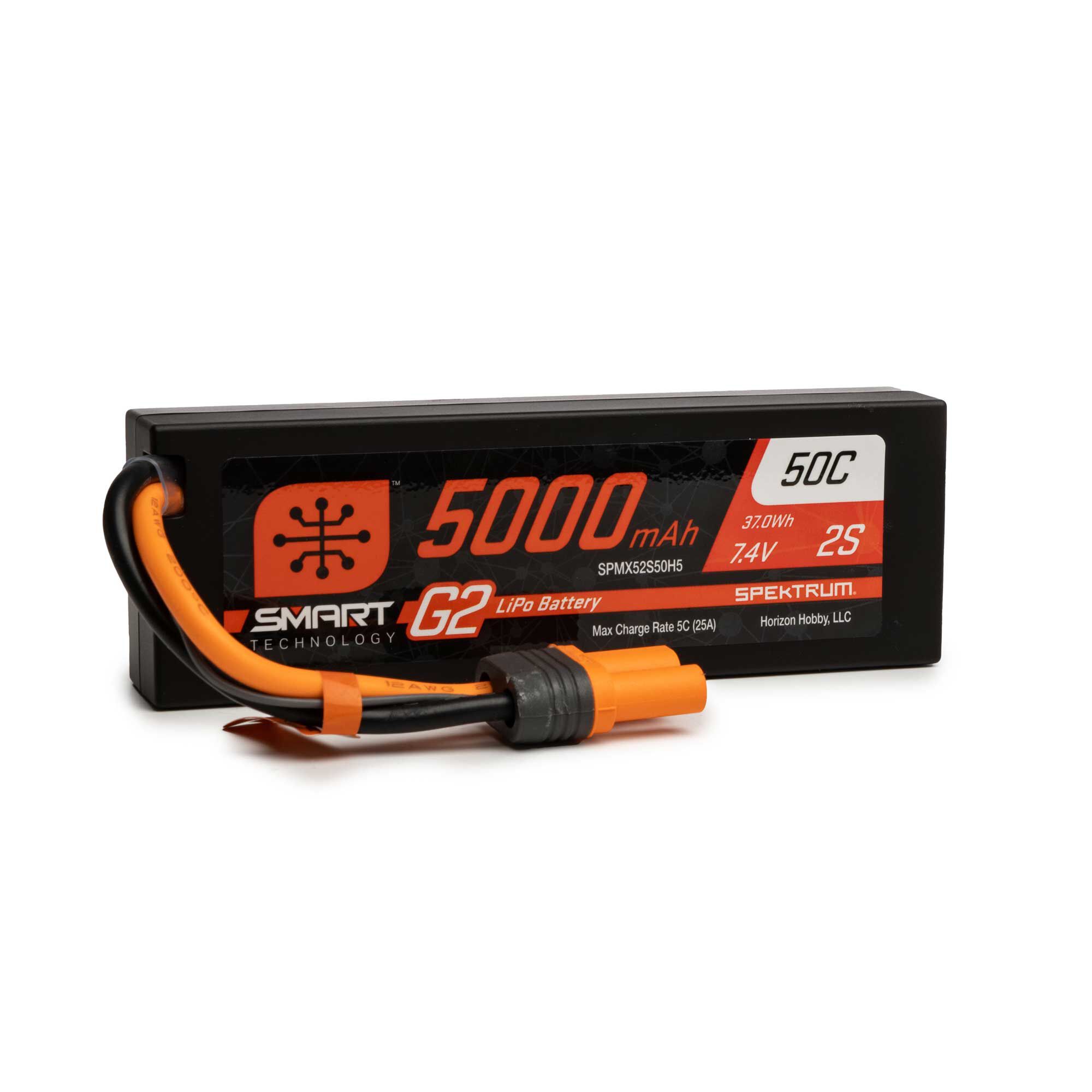 Spektrum Accessories 7.4V 5000mAh 2S 50C Smart G2 Hardcase LiPo Battery: IC5