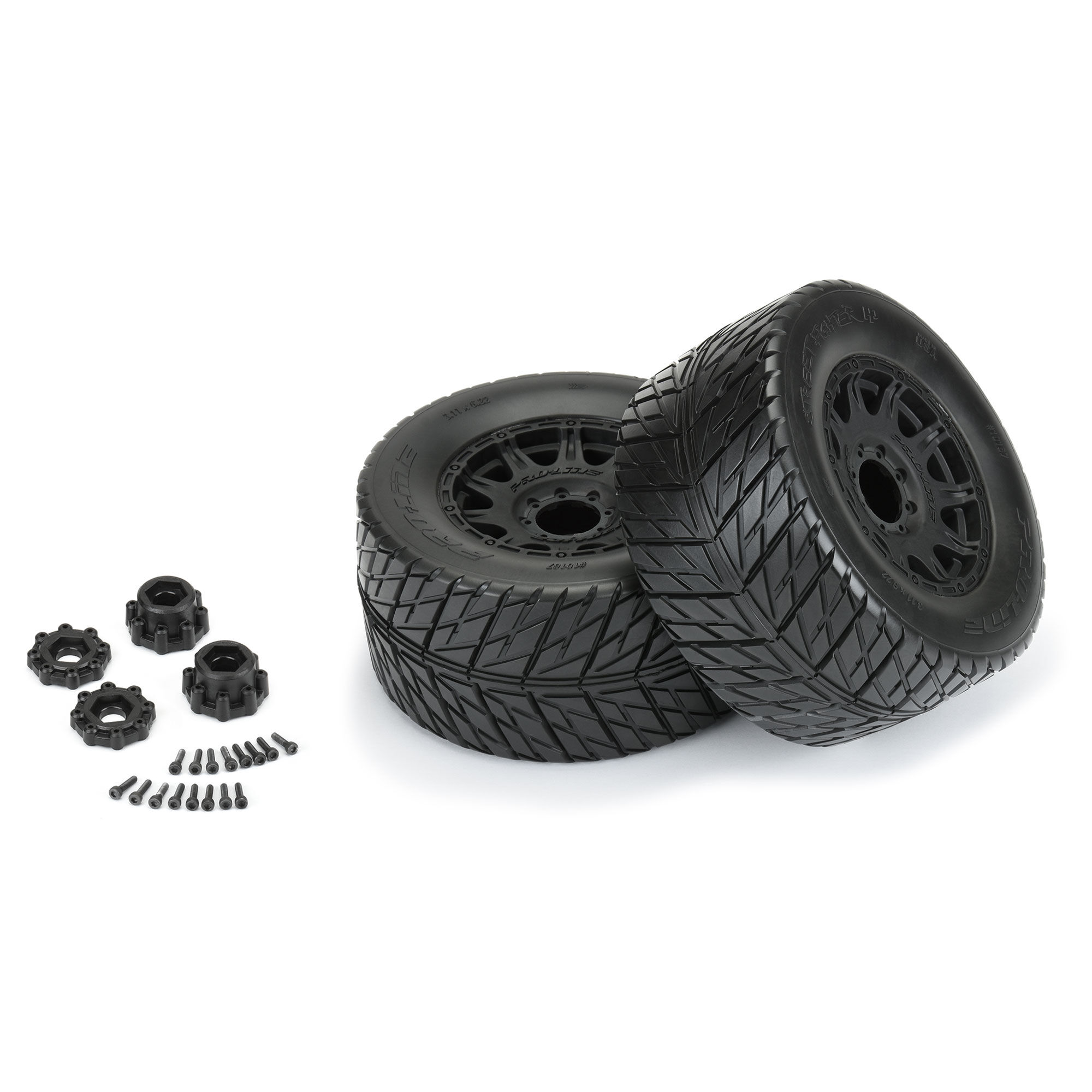 Pro-Line Racing 1/8 Street Fighter HP BELTED F/R 3.8" MT Mounted 17mm Black Raid (2)