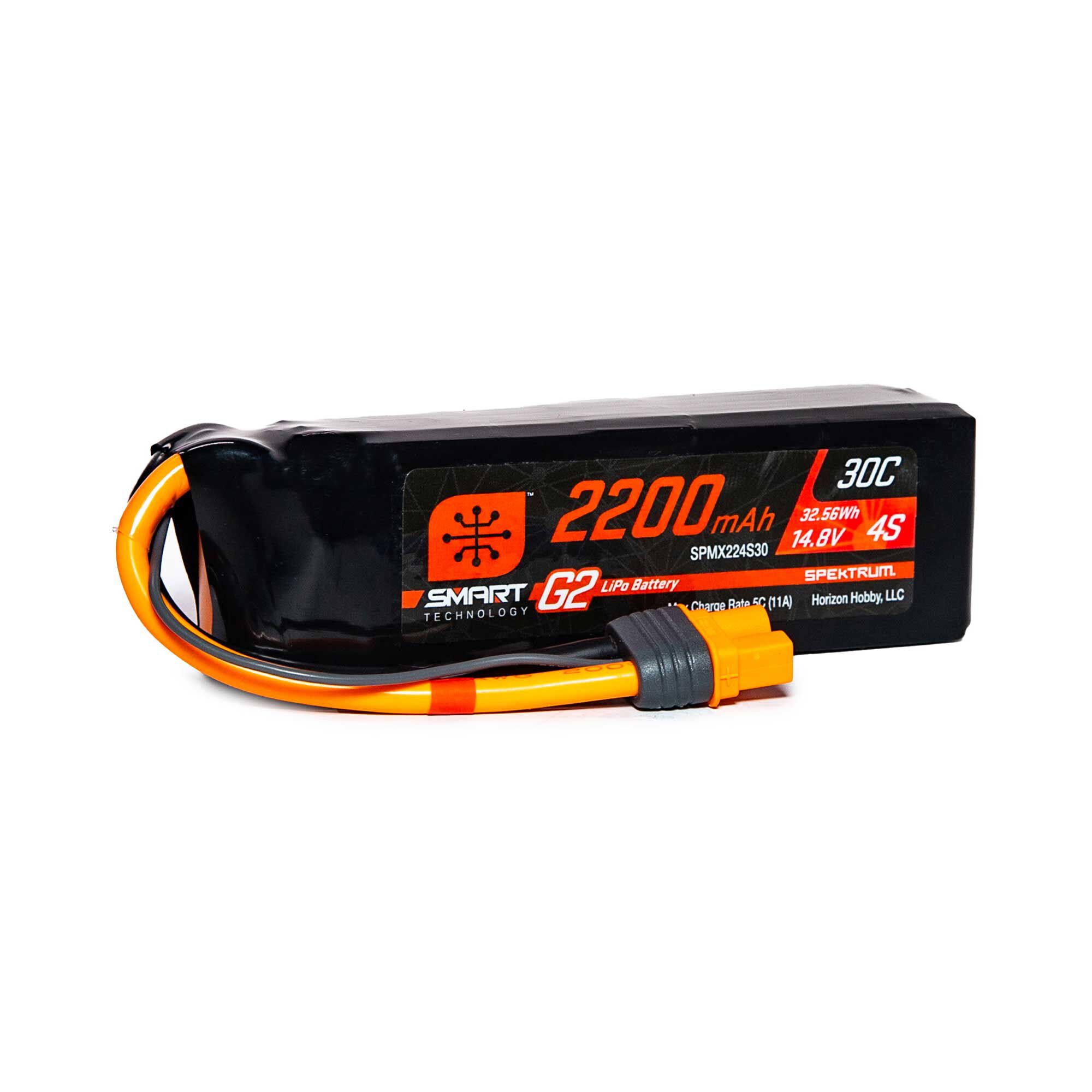Spektrum Accessories 14.8V 2200mAh 4S 30C Smart G2 LiPo Battery: IC3