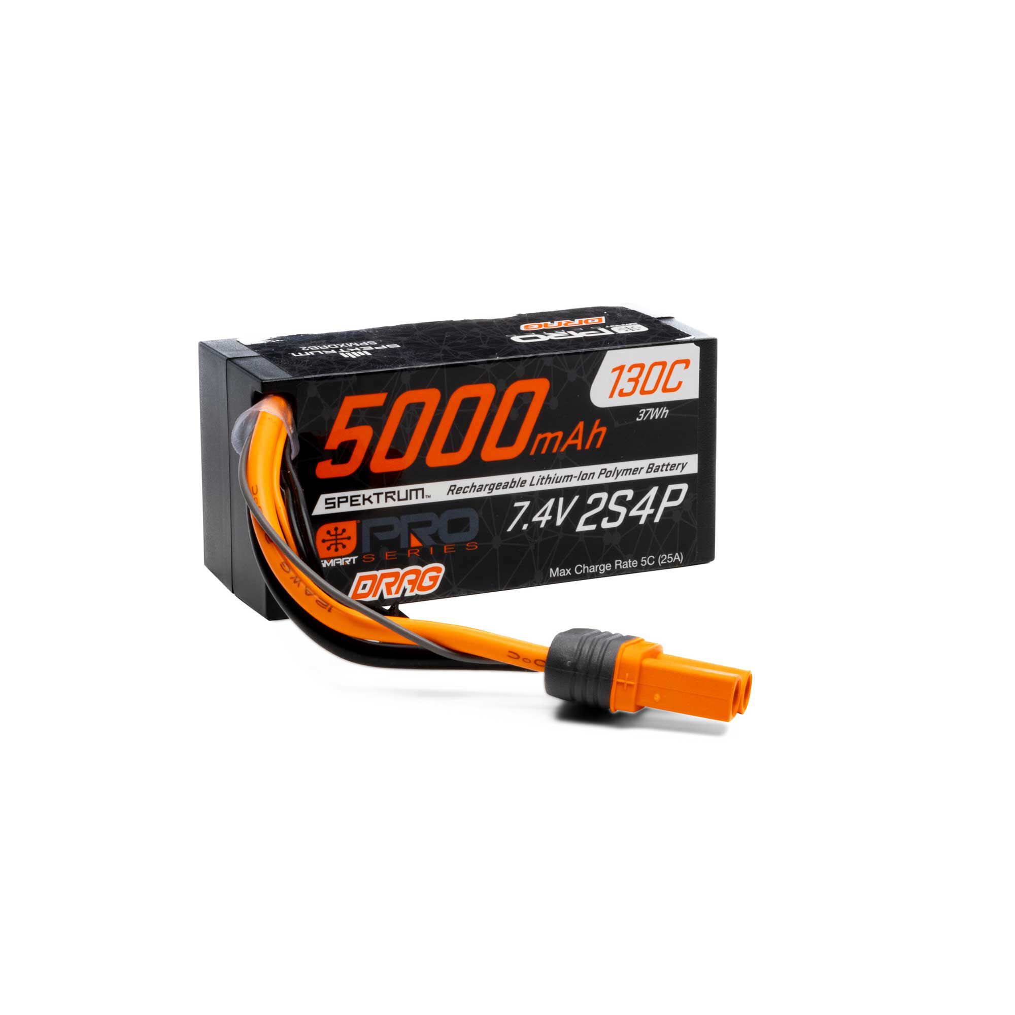 Spektrum Accessories 7.4V 5000mAh 2S 130C Smart No Prep Drag LiPo Battery: IC5
